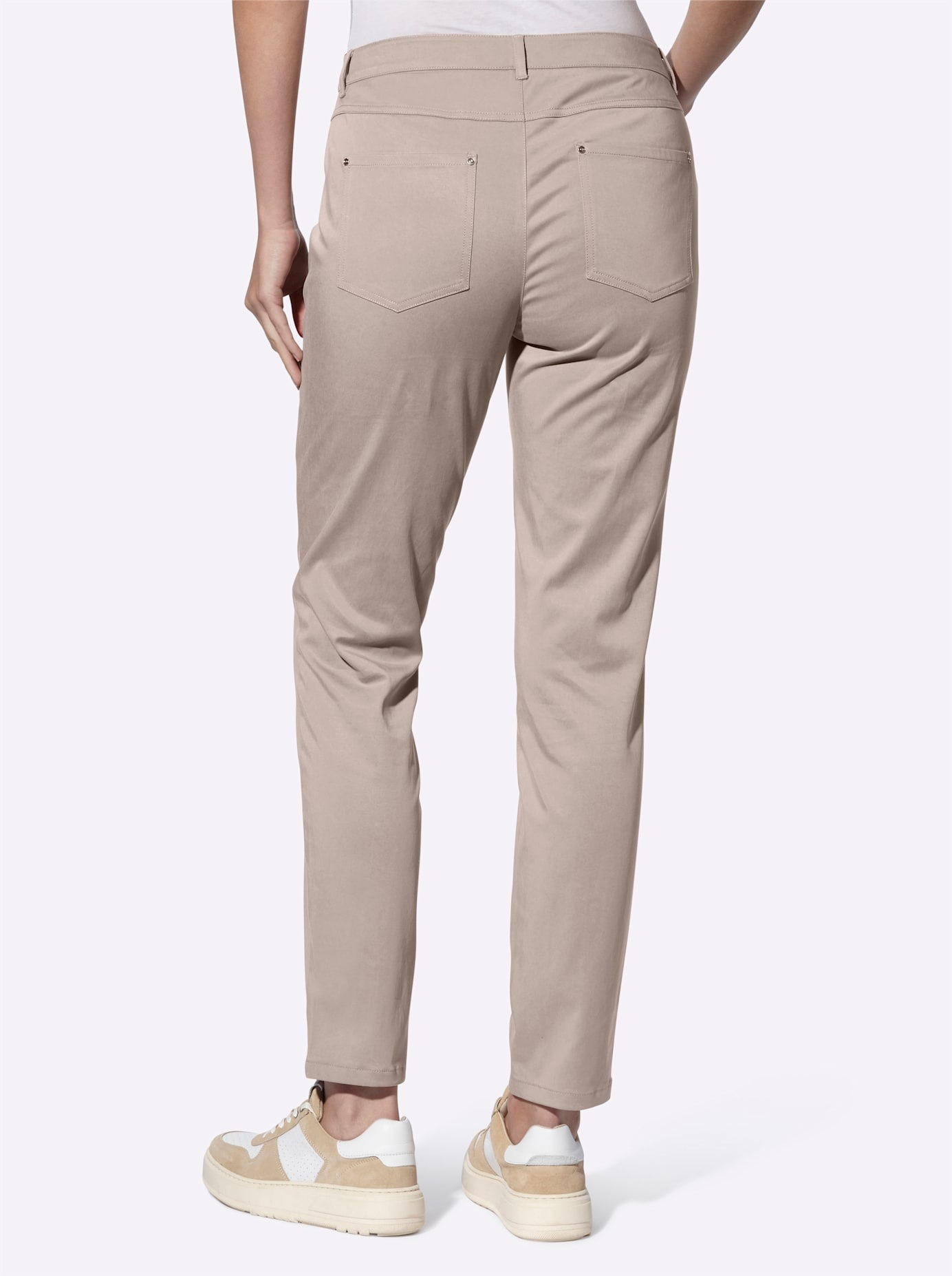 Webhose HEINE, Damen, Gr. 34, Normalgrößen, beige (sesam), 52% Lyocell, 45% Baumwolle, 3% Elasthan, unifarben, Hosen 2