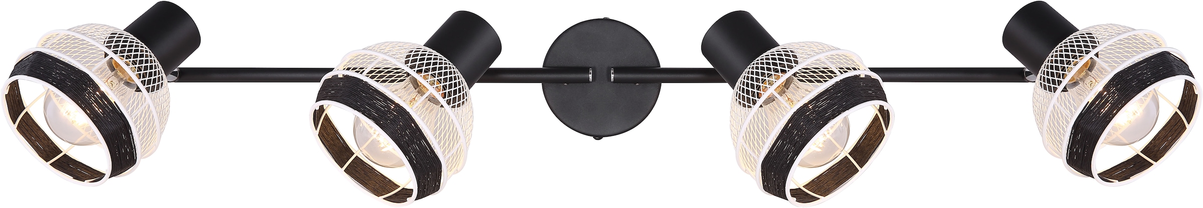 GLOBO LIGHTING Deckenstrahler »GRIDDY«, Leuchtmittel E27 | ohne Leuchtmittel, Deckenstrahler/schwarz-weiß/Hanf schwarz/Flur/Wohnzimmer