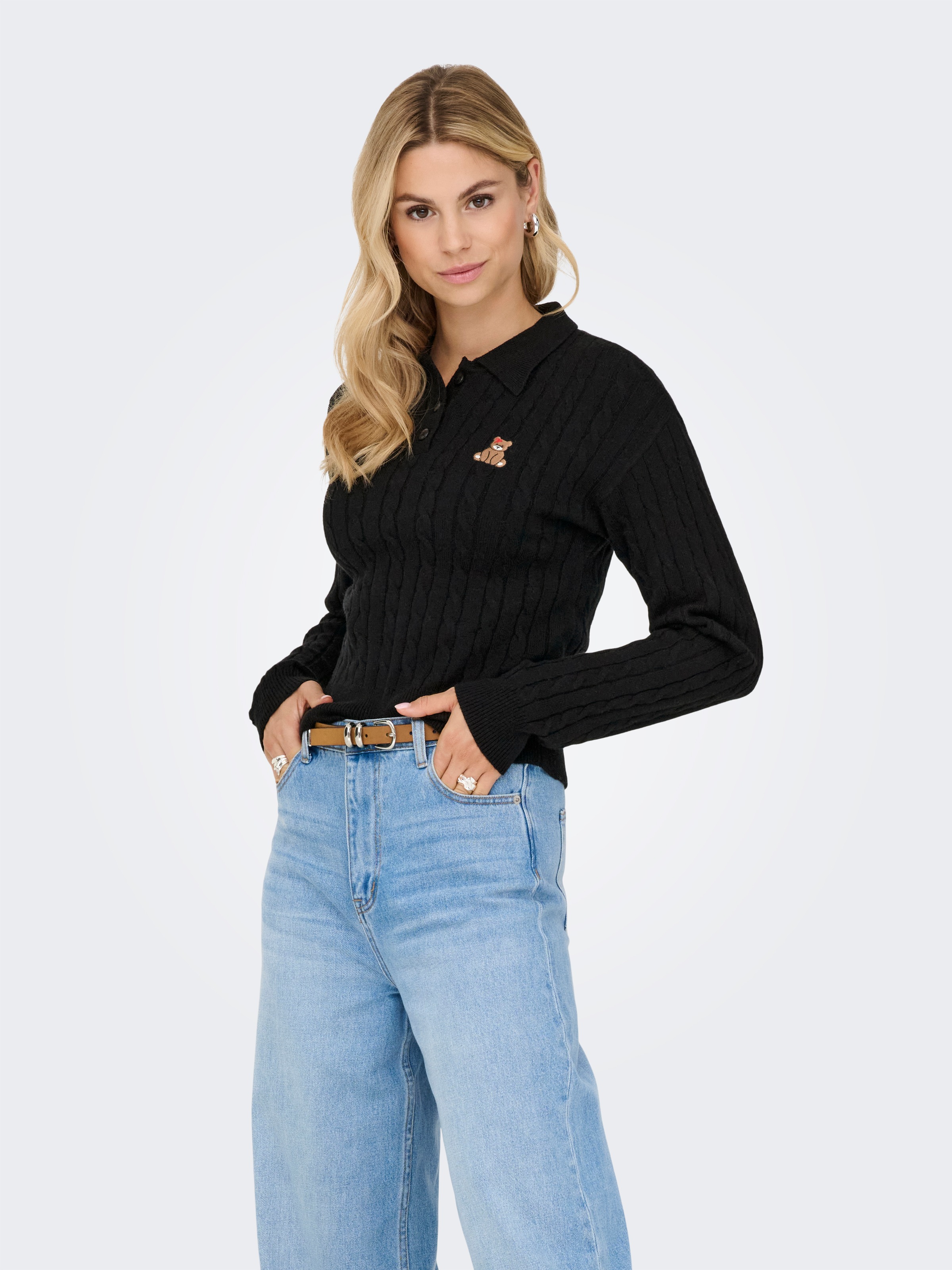 ONLY Strickpullover "ONLKATIA LS CABLE POLO CC KNT" günstig online kaufen