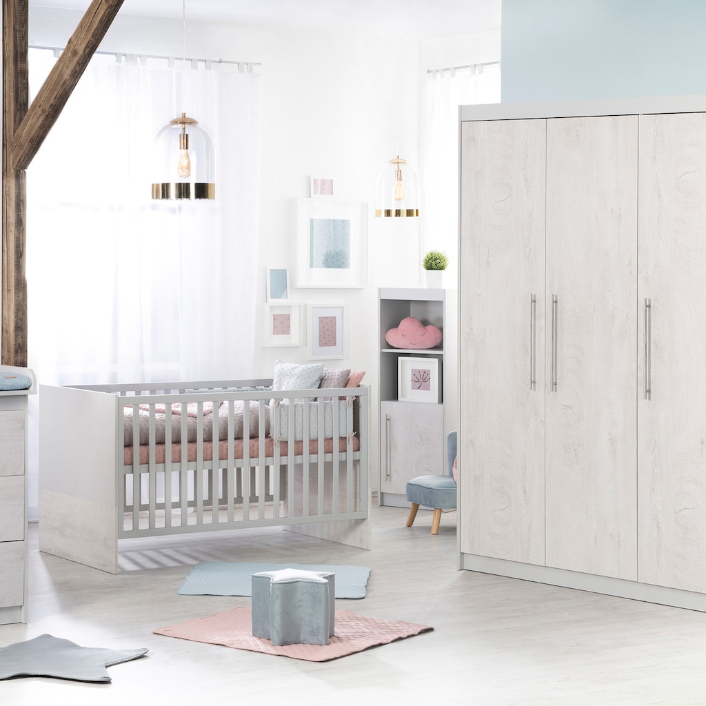 roba® Babyzimmer-Komplettset »Maren 2«, (Set, Babybett 70x140 cm, schmale Wickelkommode & Kleiderschrank 3-türig)