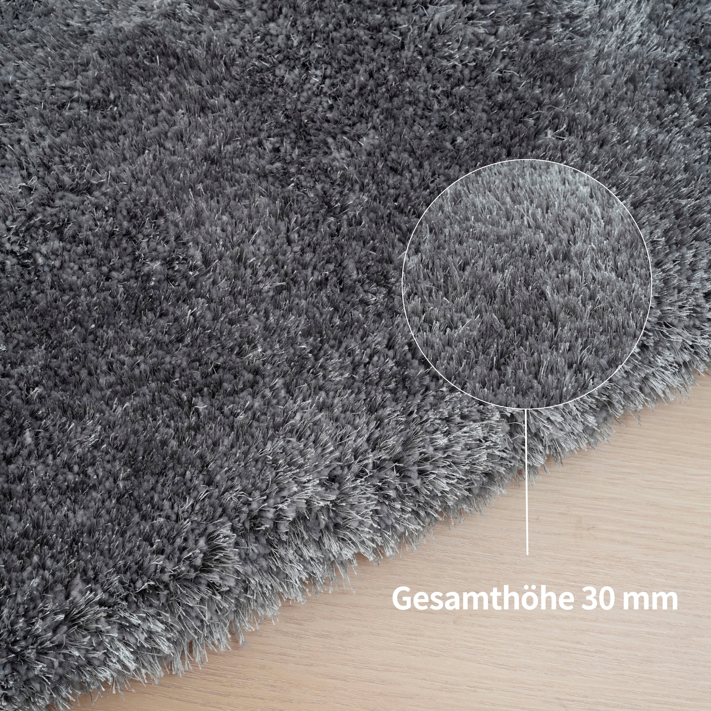 Bruno Banani Hochflor-Teppich »Dana Bean shape, besondere Form, weich, Mikrofaser Teppiche«, U-förmig, 30 mm Höhe, organische Form, uni, Wohnzimmer, Schlafzimmer, Esszimmer