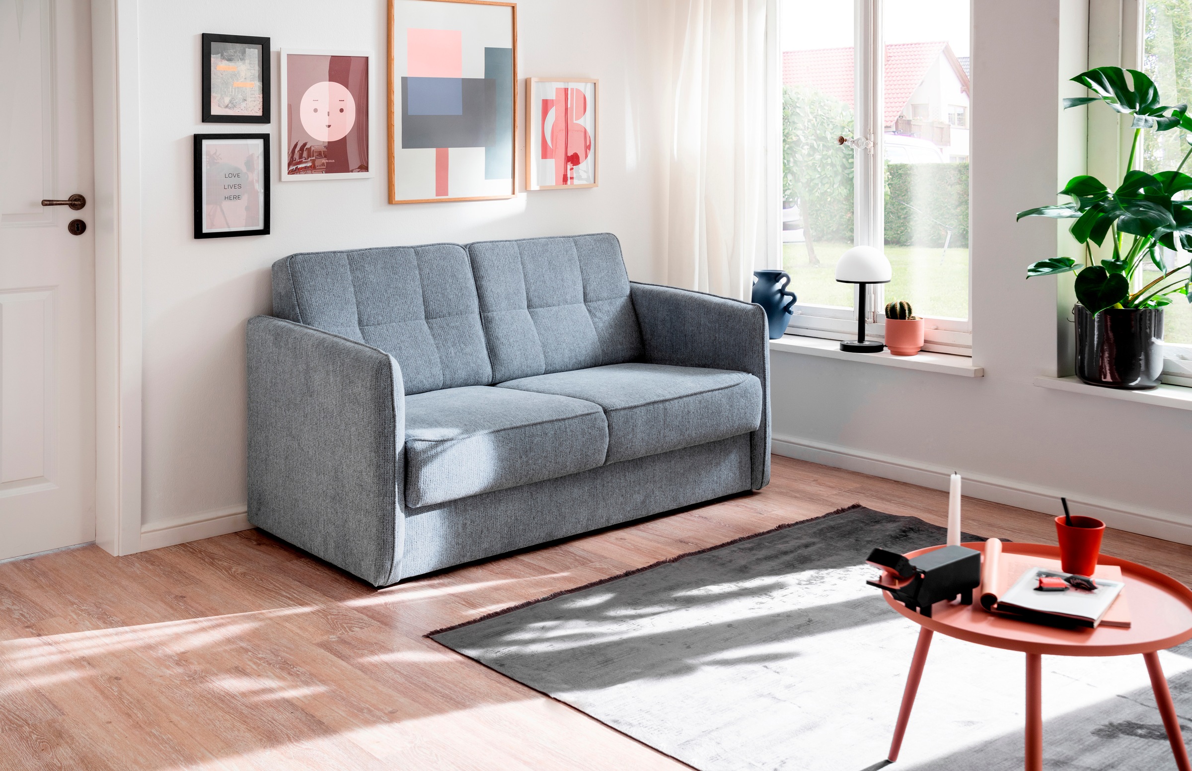 Home affaire Schlafsofa "Milano Einzelauszug, Schlaffunktion, schmale Armlehnen, Breite 147cm" zwei einzeln ausziehbare Liegefunktionen