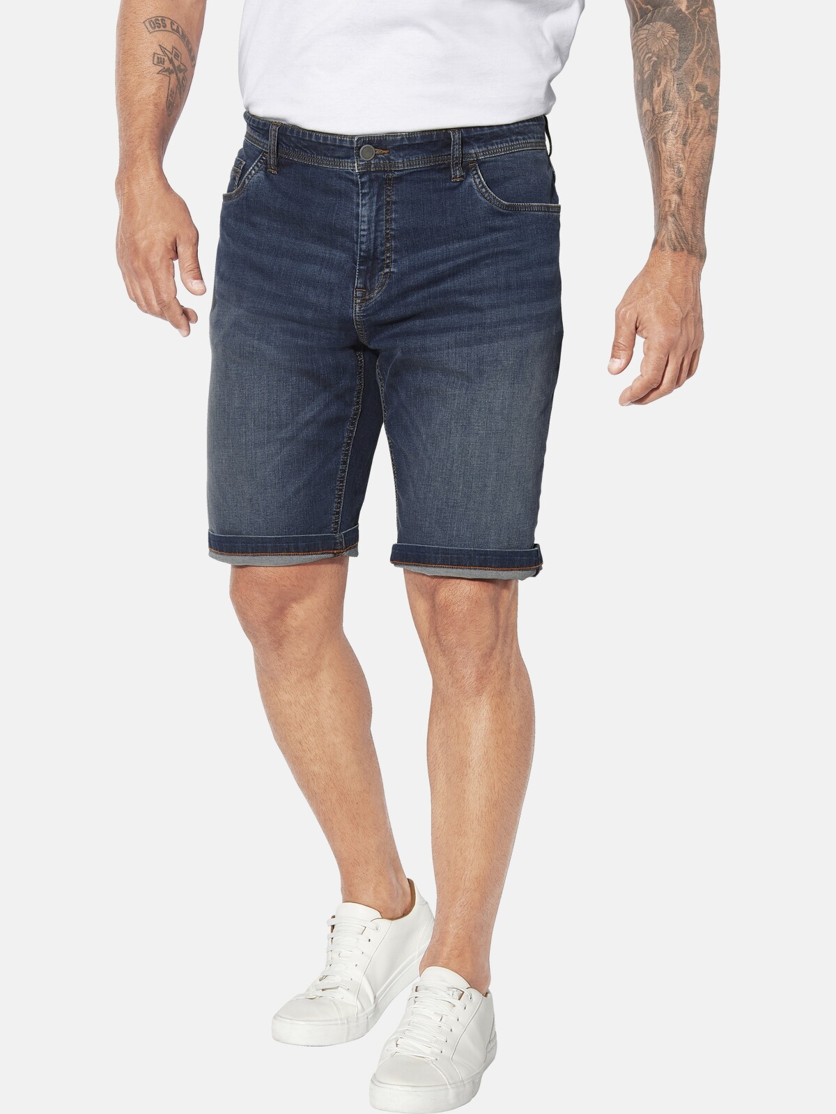 Bermudas JAN VANDERSTORM "Jeansbermuda BROLLE", Herren, Gr. 62, N-Gr, blau, Obermaterial: 99% Baumwolle CO. 1% Elasthan EL., Hosen Bermudas