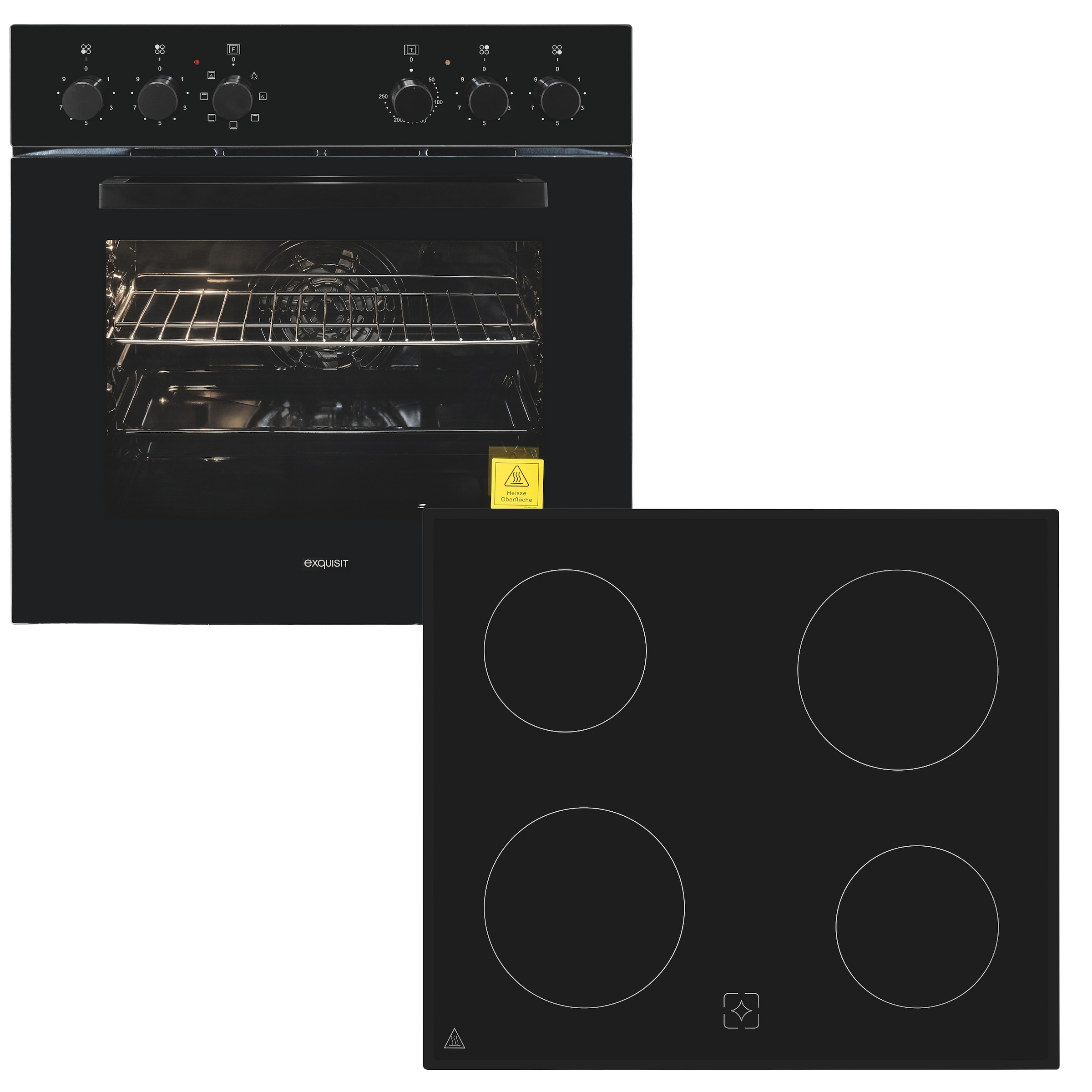 exquisit Elektro-Herd-Set "EHE256-U-020 schwarz" Umluftherd für Backen & Gr günstig online kaufen