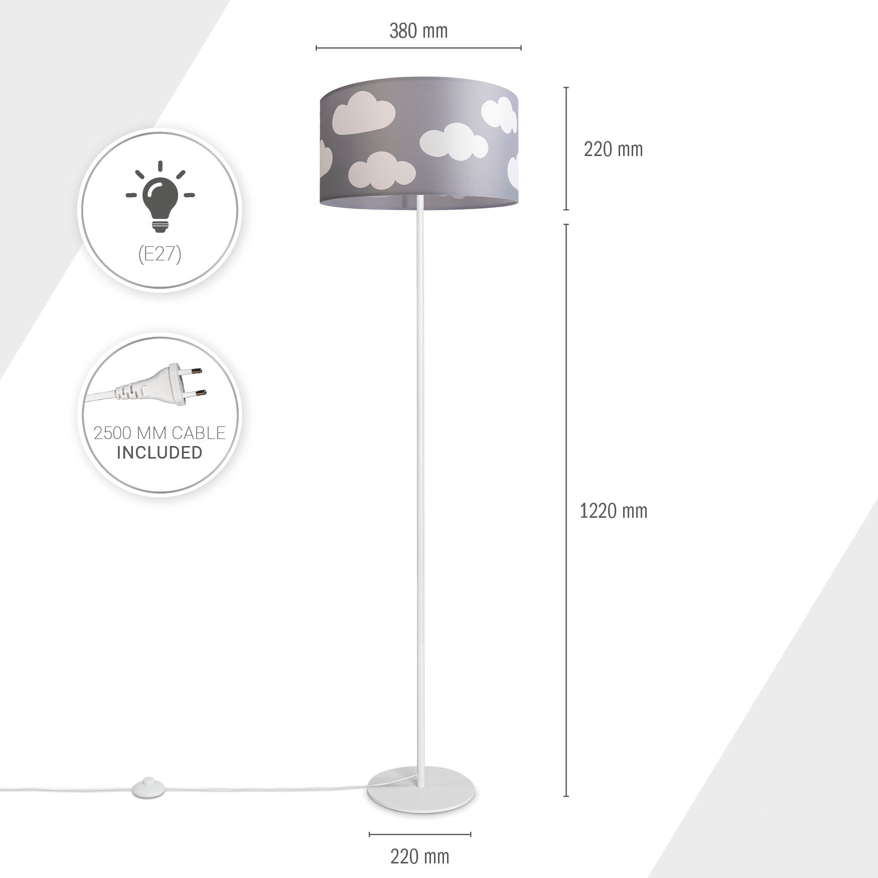 Stehlampe Wolken Im Home Kinderzimmer Paco Spielzimmer | Stoff Sale E27 »Luca Cosmo«, Lampenschirm Stehlampe