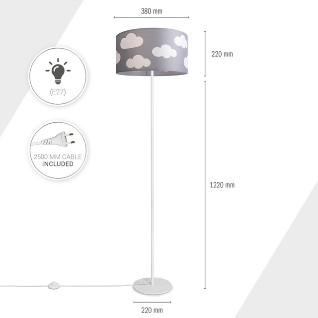 Paco Home Stehlampe »Luca Cosmo«, Stehlampe Kinderzimmer Stoff Lampenschirm  Spielzimmer Wolken E27 | Im Sale