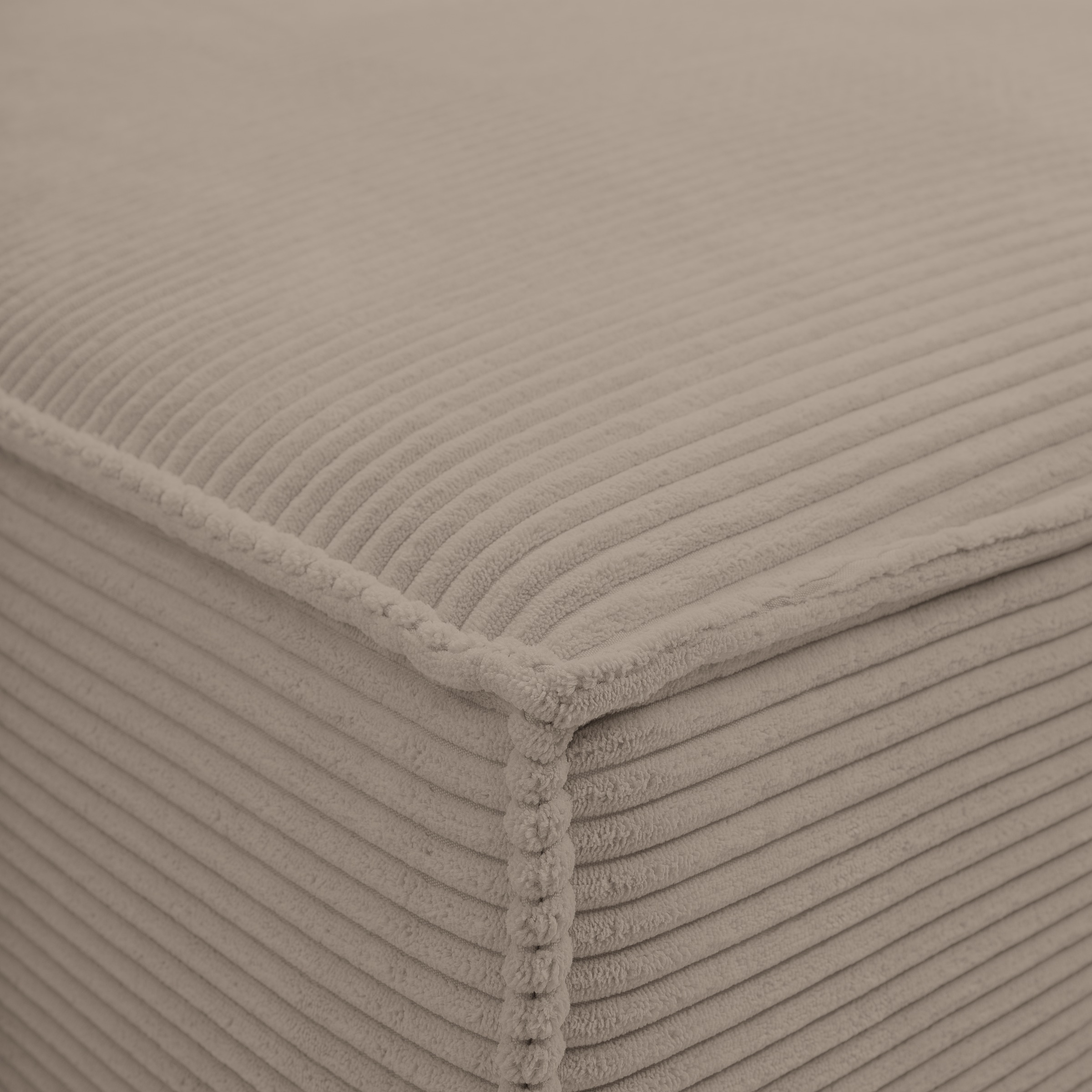 WERK2 Ecksofa »Atlanta, moderne Designsprache, Stellmaße 280x147cm, L-Form, Kedernaht«, hoher Komfort, Schlaffunktion & Bettkasten, Cord, Greige