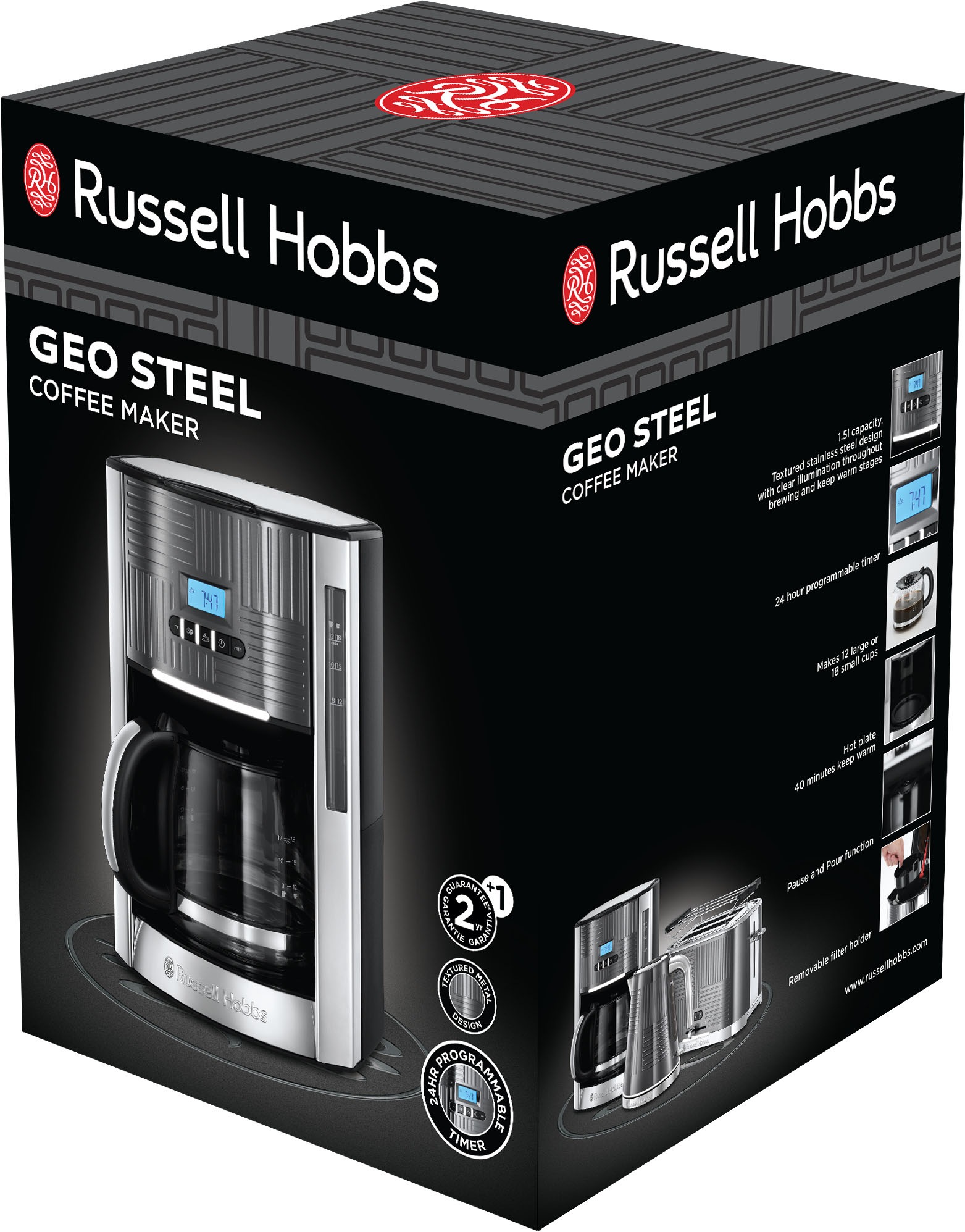 RUSSELL HOBBS Filterkaffeemaschine »Geo Steel 25270-56« 1,5 l Kaffeekanne Papierfilter 1x4
