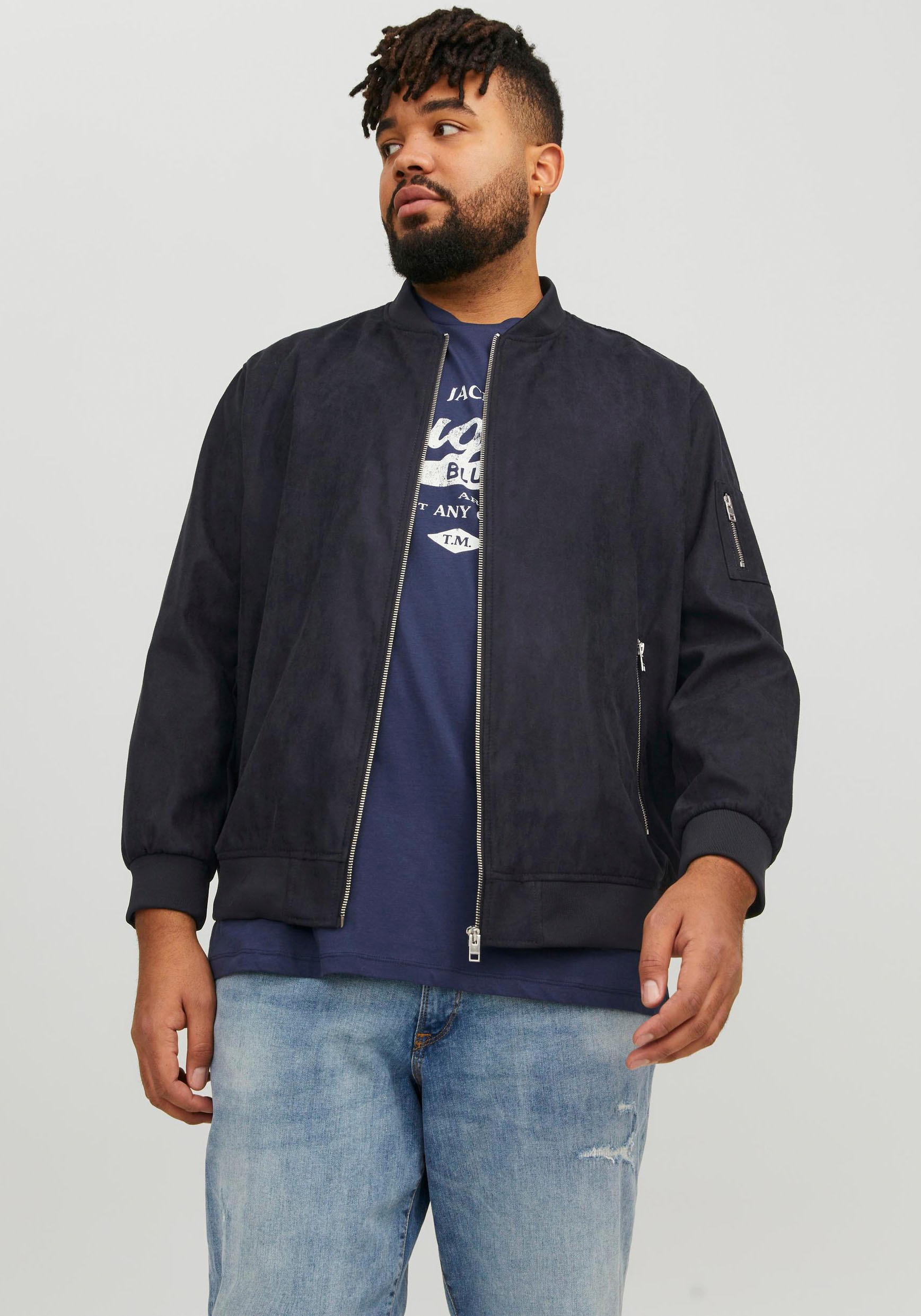 Jack & Jones PlusSize Blouson "JJEROCKY FAUX SUEDE BOMBER PLS"