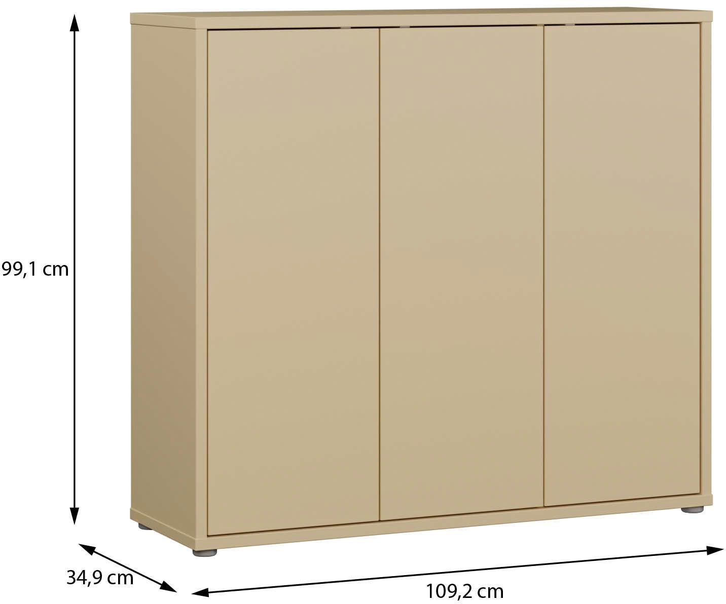 FORTE Schuhschrank »Alice Springs, Schuhschrank, Platz für 20 Paar Schuhe, 3 Türen« B/H/T 109,2/99,1/34,9 cm,  Stauraumschrank, Mehrzweckschrank, grifflose Front, Push to open