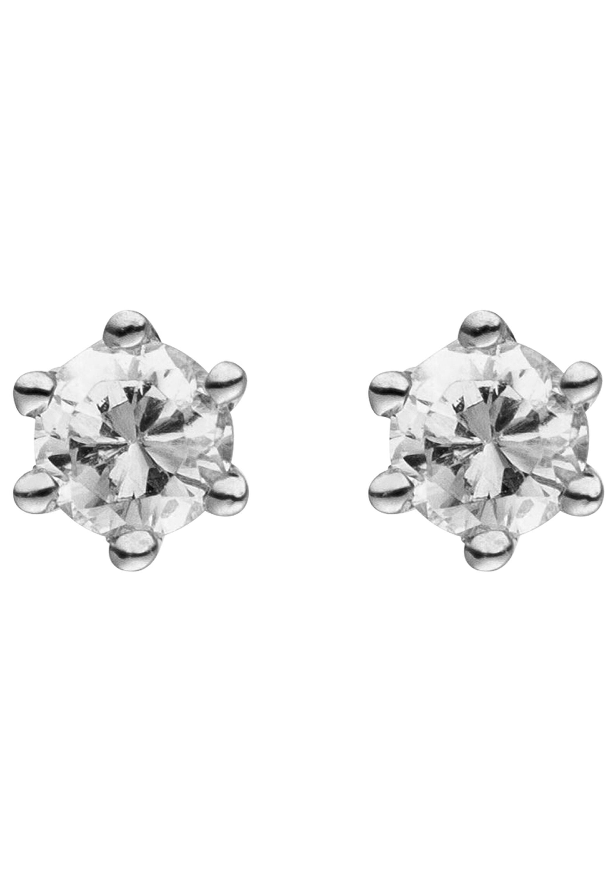 JOBO Paar Ohrstecker »Ohrringe Weißgoldohrringe Solitär 3,3 mm« 585 Weißgold mit 2 Diamanten Brillanten 0,14 ct.