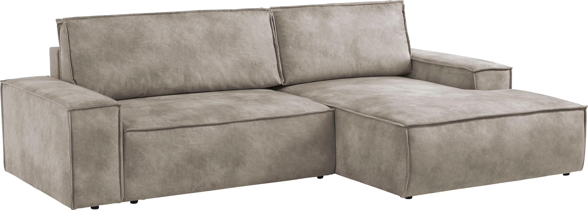 Home affaire Ecksofa SHERWOOD Schlafsofa 267 cm, L-Form, Schlaffunktion mit Bettkasten (210x136 cm), Cord, Vintage, Samtvelours