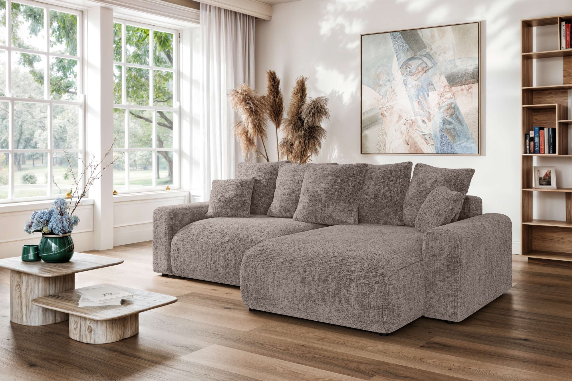 Home affaire Ecksofa »LAKESIDE klein mit Bettfunktion und Bettkasten, B/T/H 235/142/84 cm«, L-Form, Recamiere beidseitig montierbar, mit Wellenunterfederung