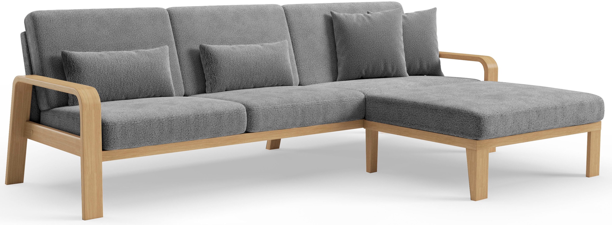 sit&more Ecksofa »Kolding L-Form«, Armlehnen aus Buchenholz in natur, verschiedene Bezüge und Farben