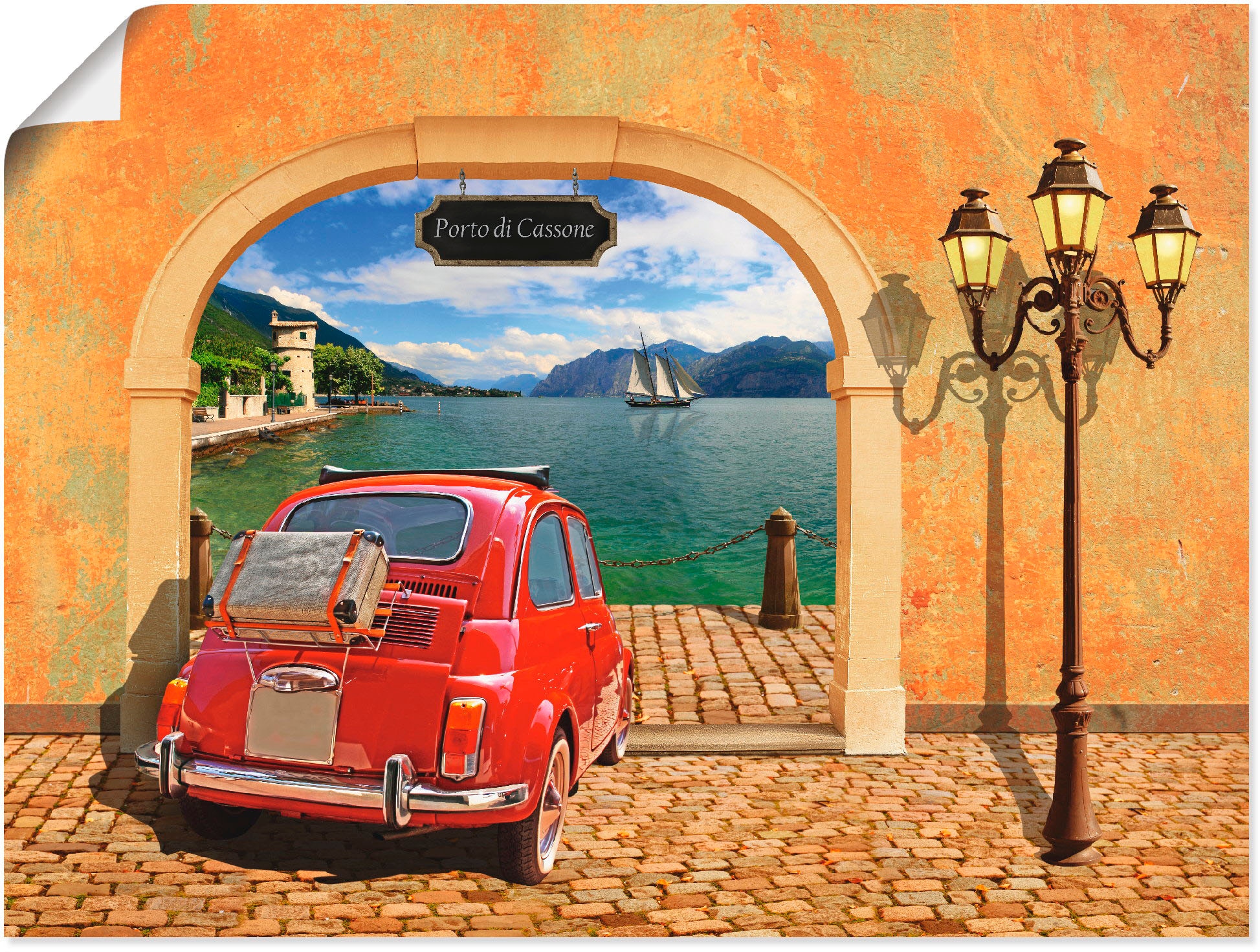 Artland Wandbild "Kleiner italienischer Hafen", Auto, (1 St.), als Leinwand günstig online kaufen