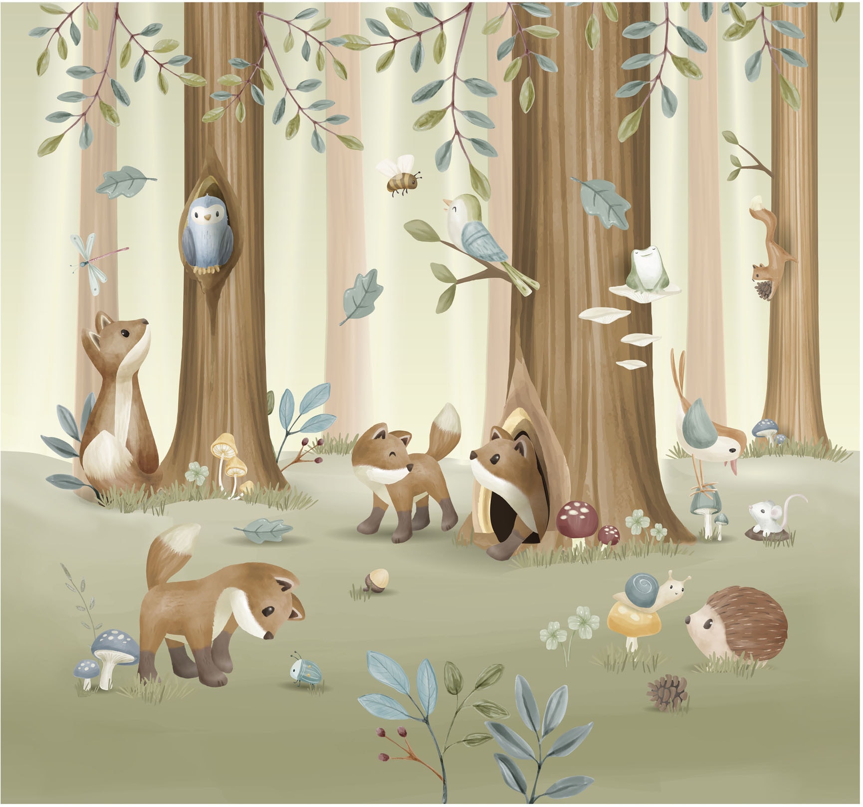 LITTLE DUTCH Fototapete »Forest Friends«, neutral, 280x300cm (LxB) ca. 8,4m2