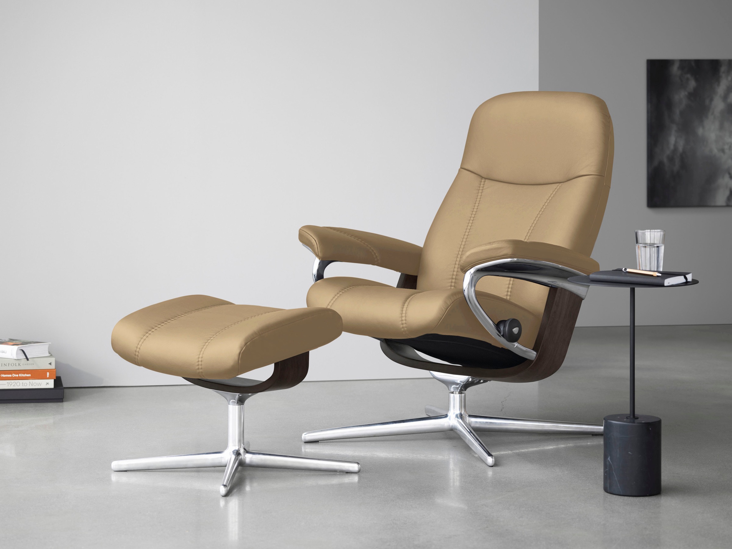 Stressless Relaxsessel "Consul" mit Cross Base, Größe S, M & L, Holzakzent Wenge