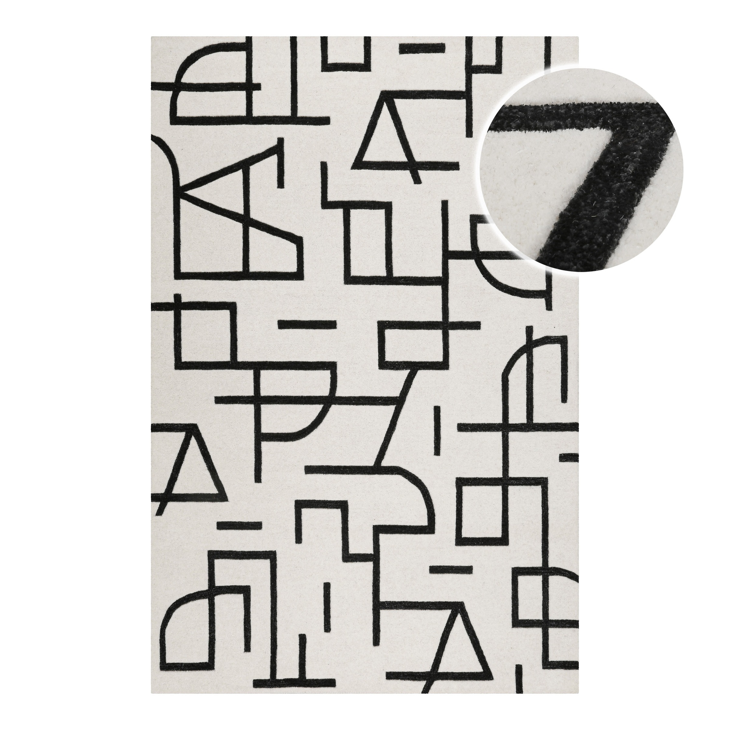 Wecon home Teppich »Beatrice« rechteckig 13 mm Höhe Kurzflorteppich, Schurwolle, Konturenschnitt, handgetuftet, Wohnzimmer