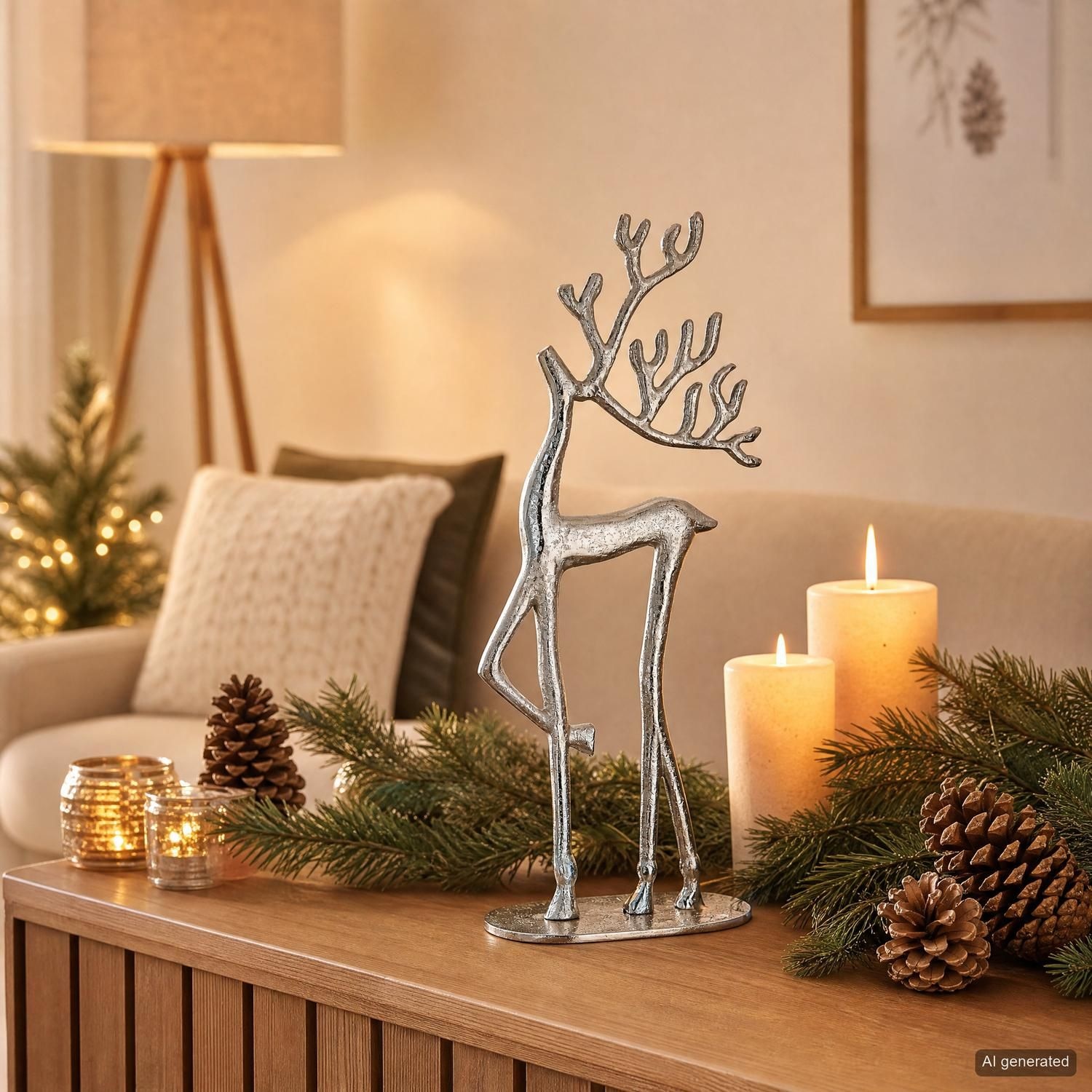 Casablanca by Gilde Skulptur »Figur Nordy silberfarben« Rentier Dekofigur Weihnachten Winter Geweih Tischdekoration