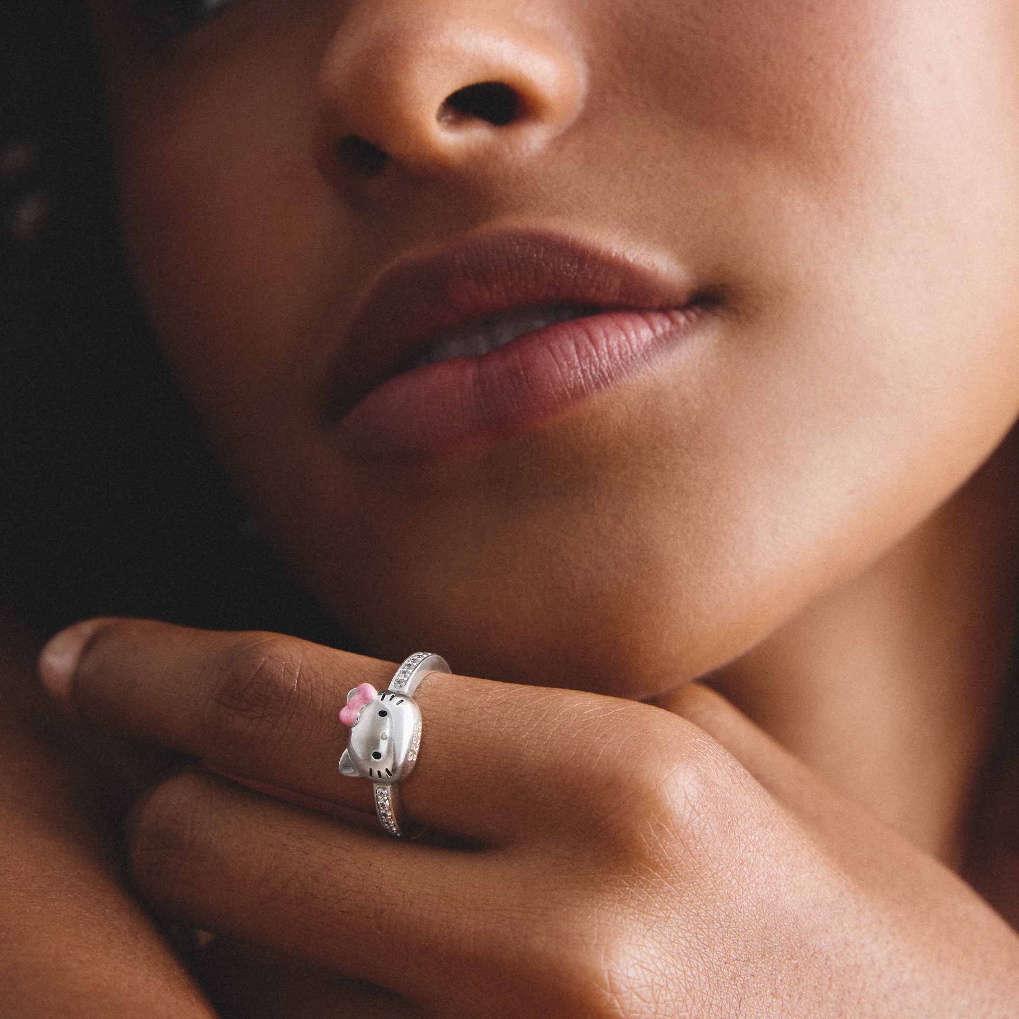 THOMAS SABO Fingerring »THOMAS SABO ♡ Hello Kitty Ring« mit Zirkonia (synth.) - Emaille