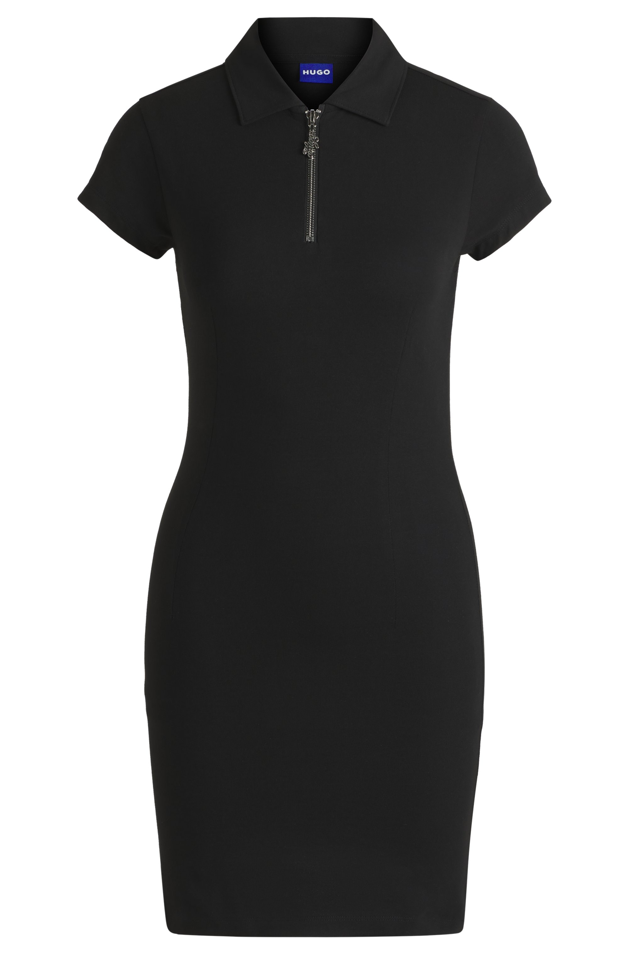 HUGO Blue Jerseykleid »Nera«, mit Polokragen, Logo-Puller