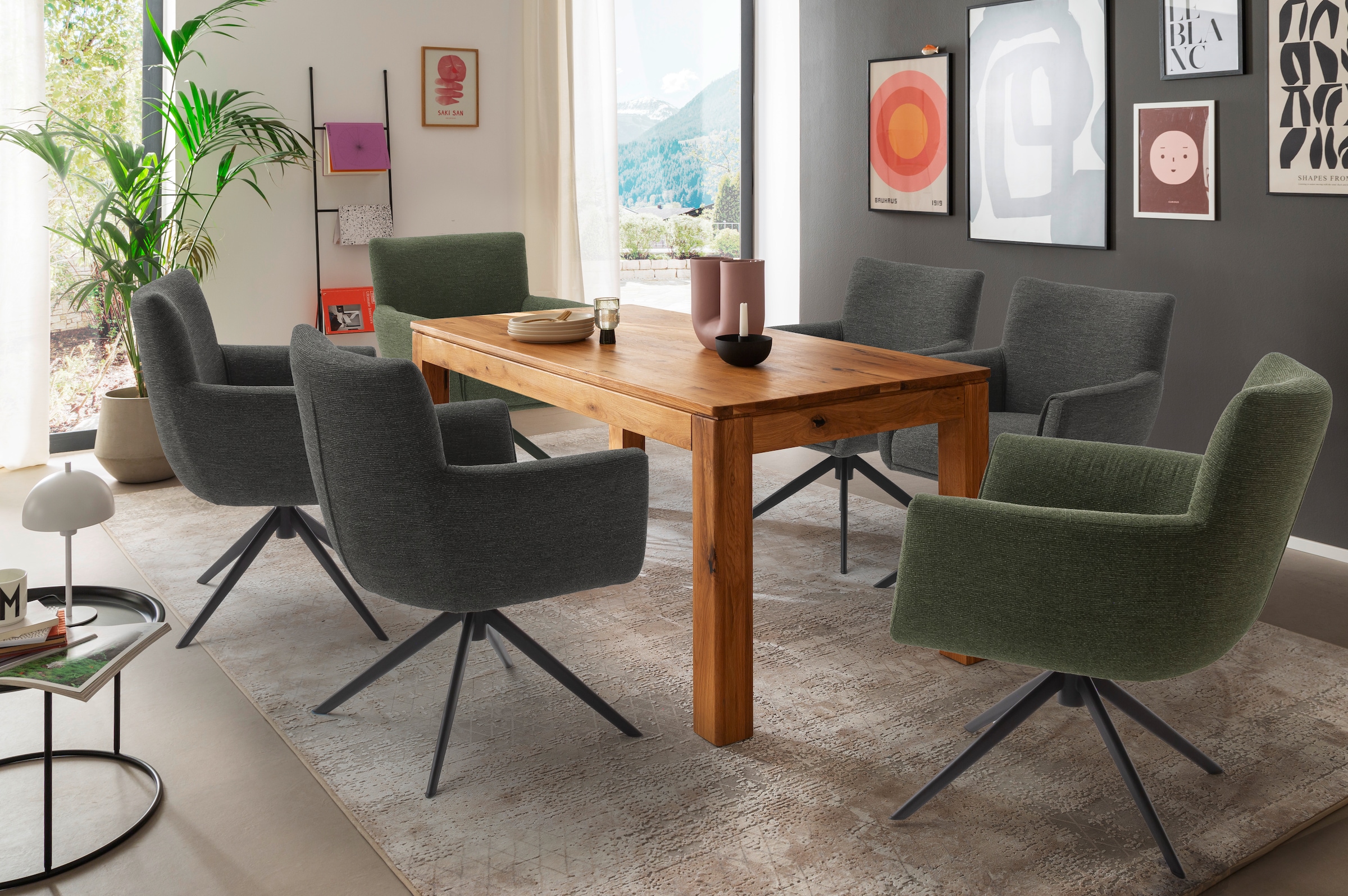 MCA furniture 4-Fußstuhl »WILSON Esszimmerstuhl, Armlehnstuhl, Polsterstuhl, modern«, (Set), 1 St., Flachgewebe, Stuhl, Armlehnenstuhl, drehbar, Taschenfederkern, belastbar 160 kg,XXL
