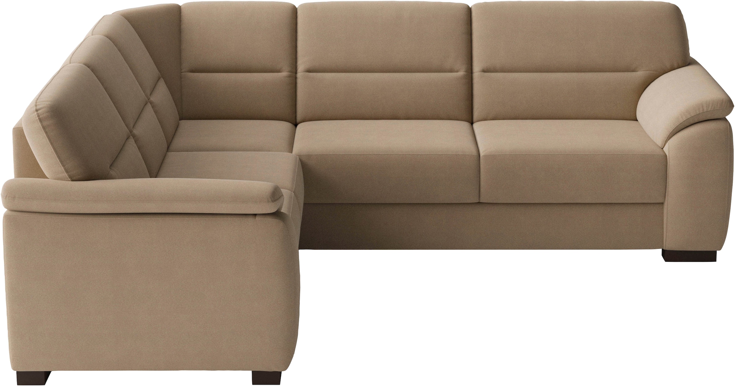 sit&more Ecksofa "Montego L-Form, B: 256 cm, große Stoffauswahl, Komfortsitzhöhe 46 cm" mit Schlaffunktion und Schubkasten mit Stauraum