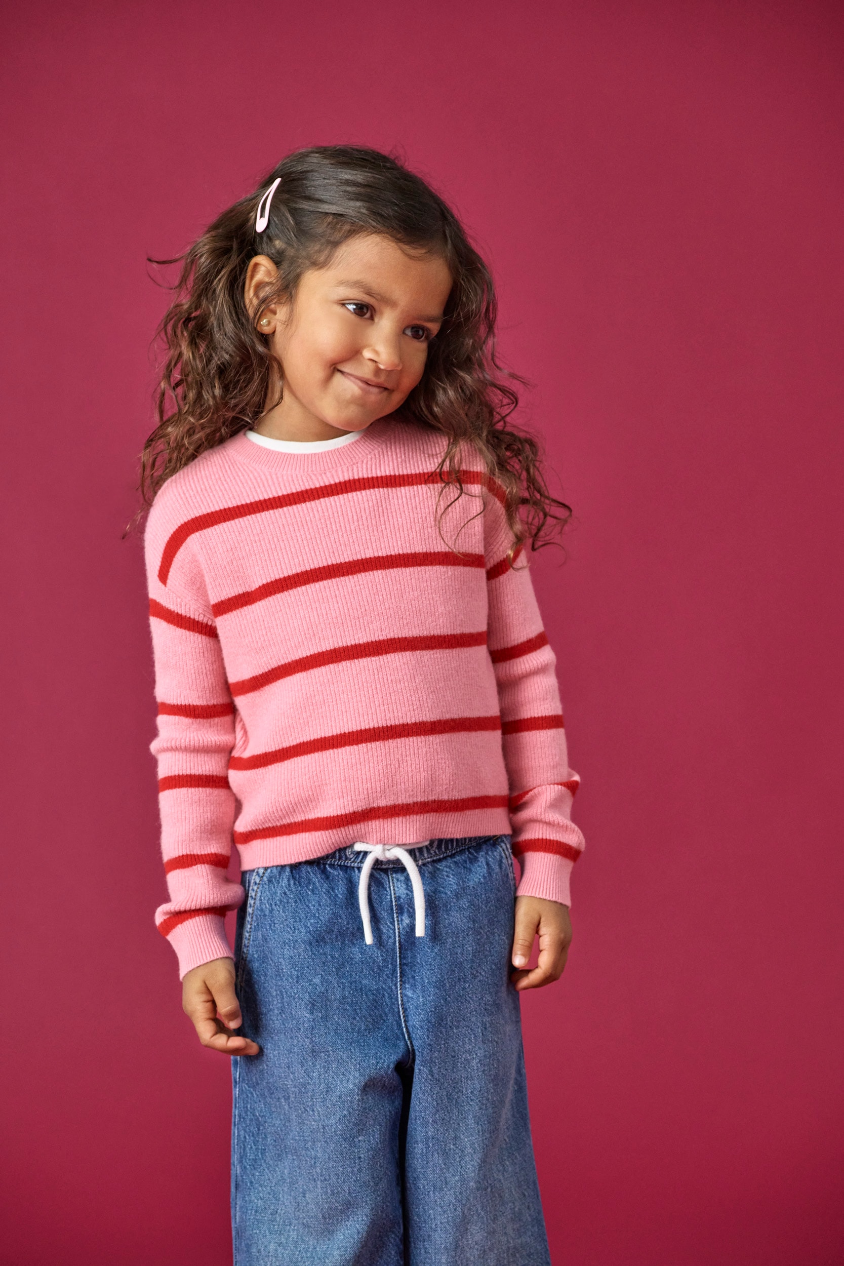 KIDS ONLY Strickpullover "KMGFRANCA LIFE SHORT LS STRIPE KNT NOOS" Viskosemischung, loose fit