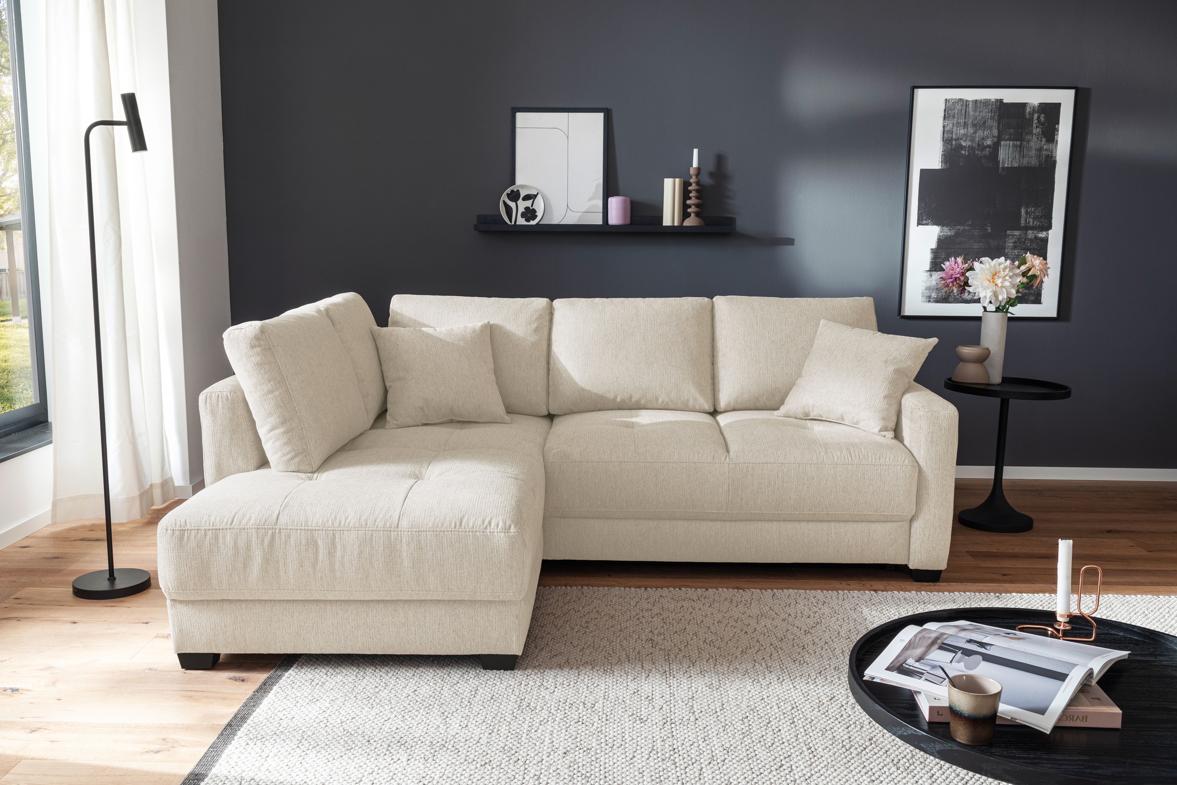 Mr. Couch Ecksofa "Pierre, L-Form mit BoxSpring" Mit Boxpring-Taschenfederk günstig online kaufen