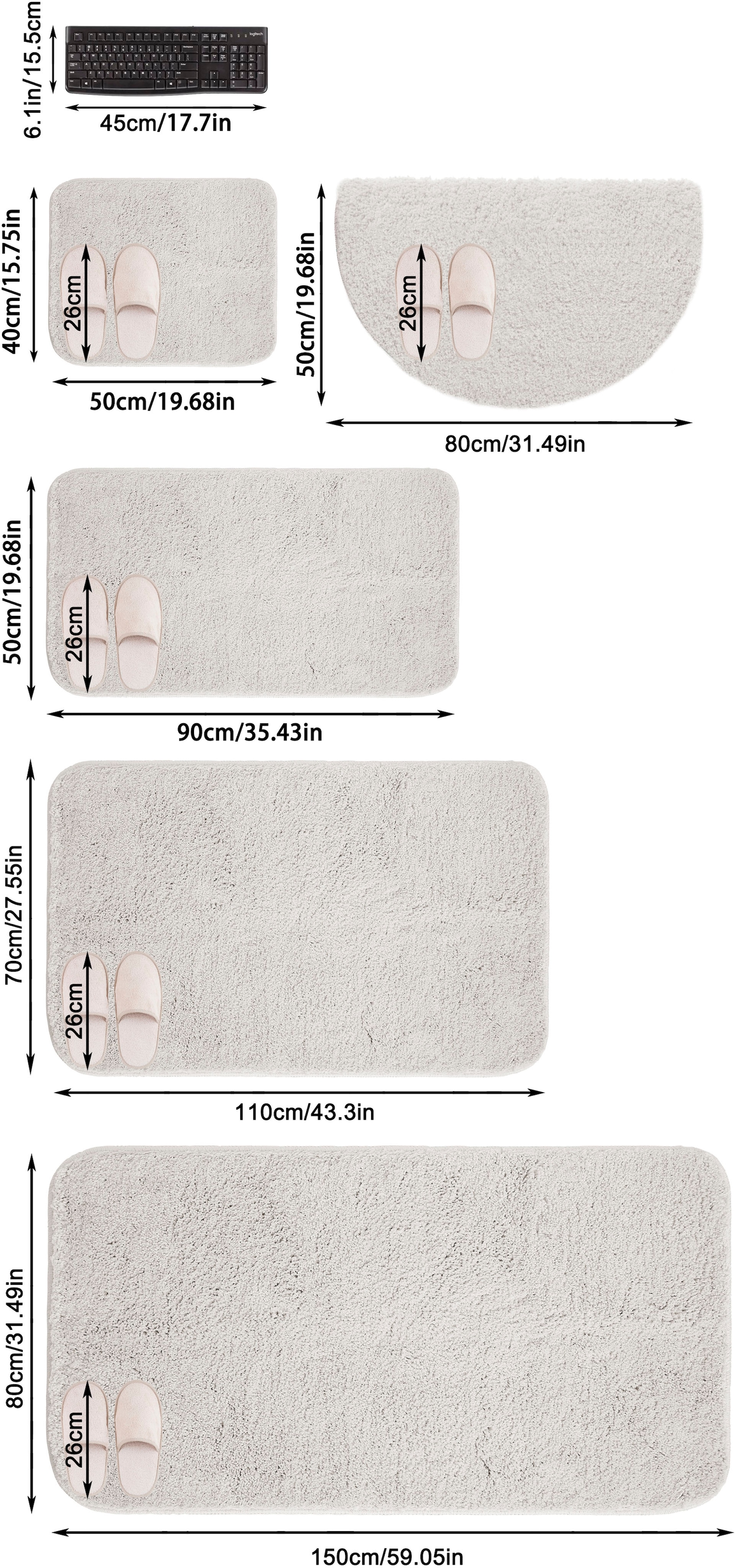 my home Badematte »Inga, Badezimmer Teppich, Badvorleger«, rutschhemmend beschichtet, schnell trocknend-strapazierfähig-fußbodenheizungsgeeignet, Badteppich, unifarben, weich, als halbrund und rechteckig erhältlich