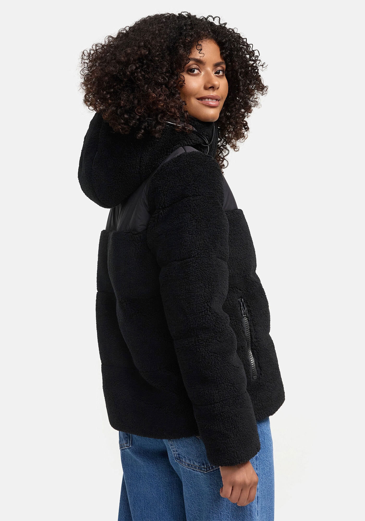Marikoo Winterjacke »Kaguraa«, warme Teddyfell Sherpa Jacke
