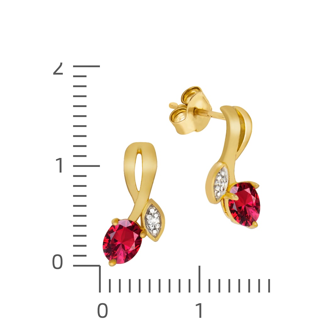 Firetti Paar Ohrstecker »Schmuck Geschenk Gold 375 Ohrschmuck Farbstein Edelstein Rubin«