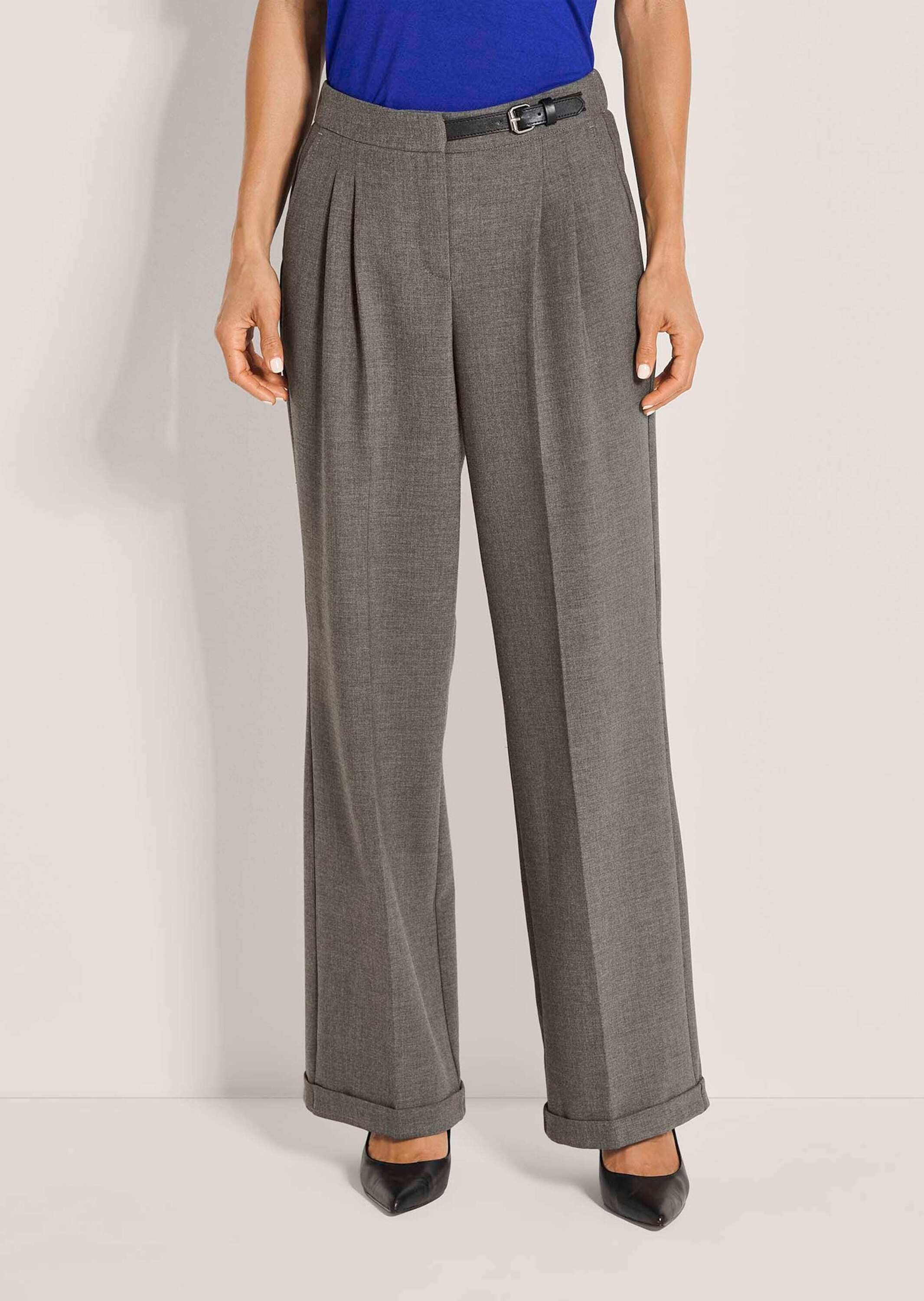 MADELEINE Bundfaltenhose »Hose Wide-Leg-Hose mit Zierriegel«