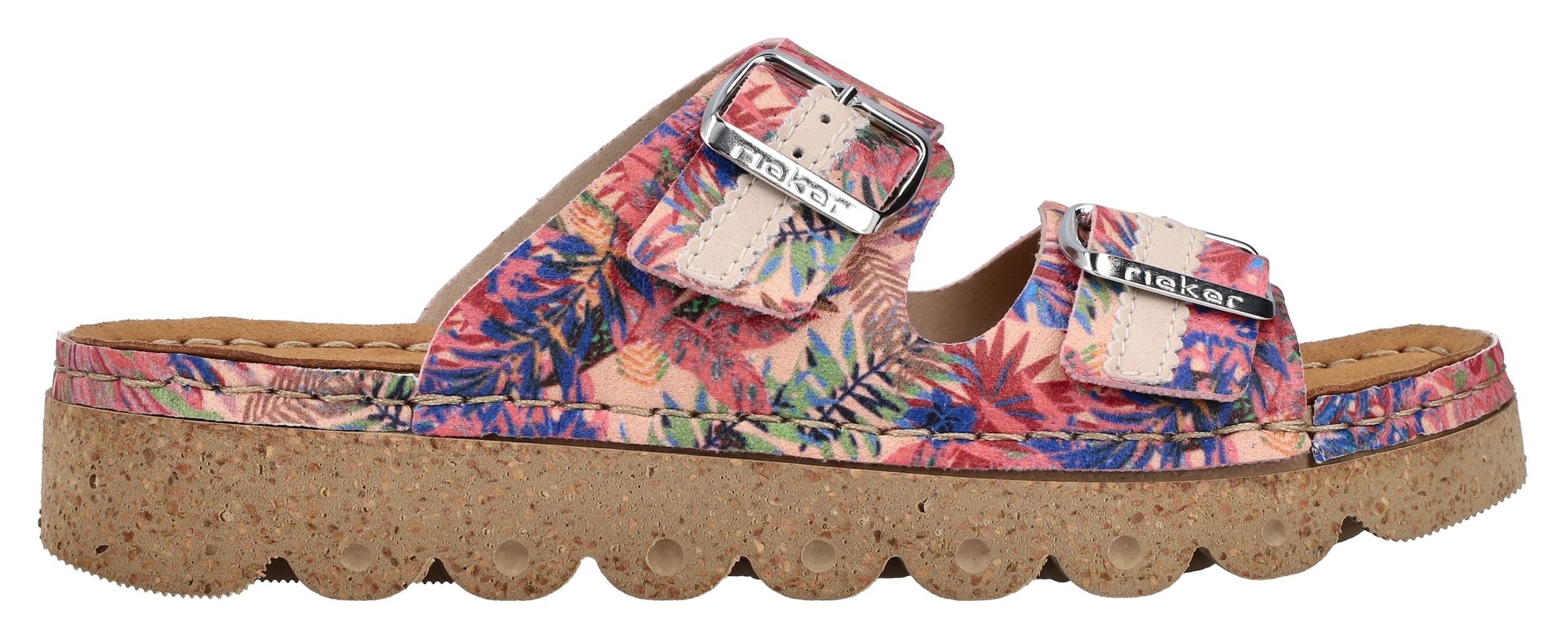 Rieker Pantolette, Sommerschuh, Schlappen, Hausschuh mit verstellbaren Schnallen