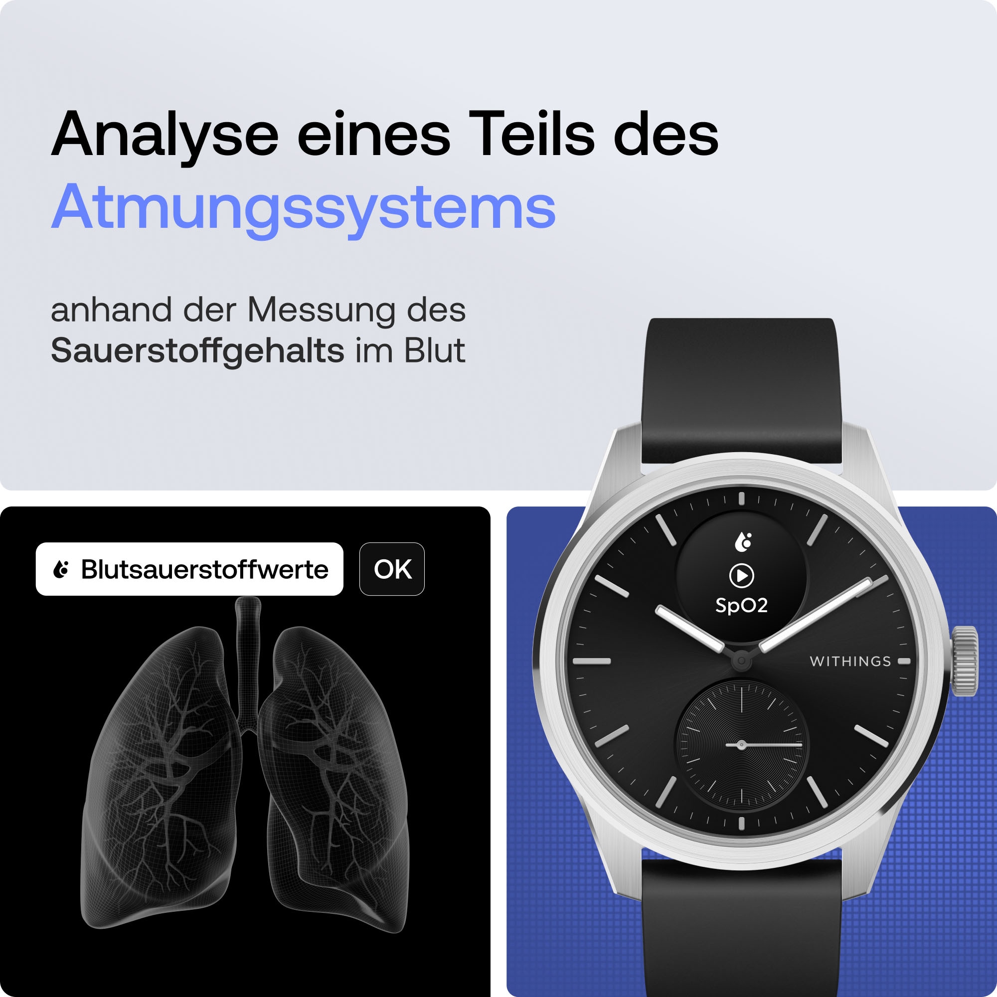 Withings Smartwatch »ScanWatch 2 42mm«, HealthSense OS,)