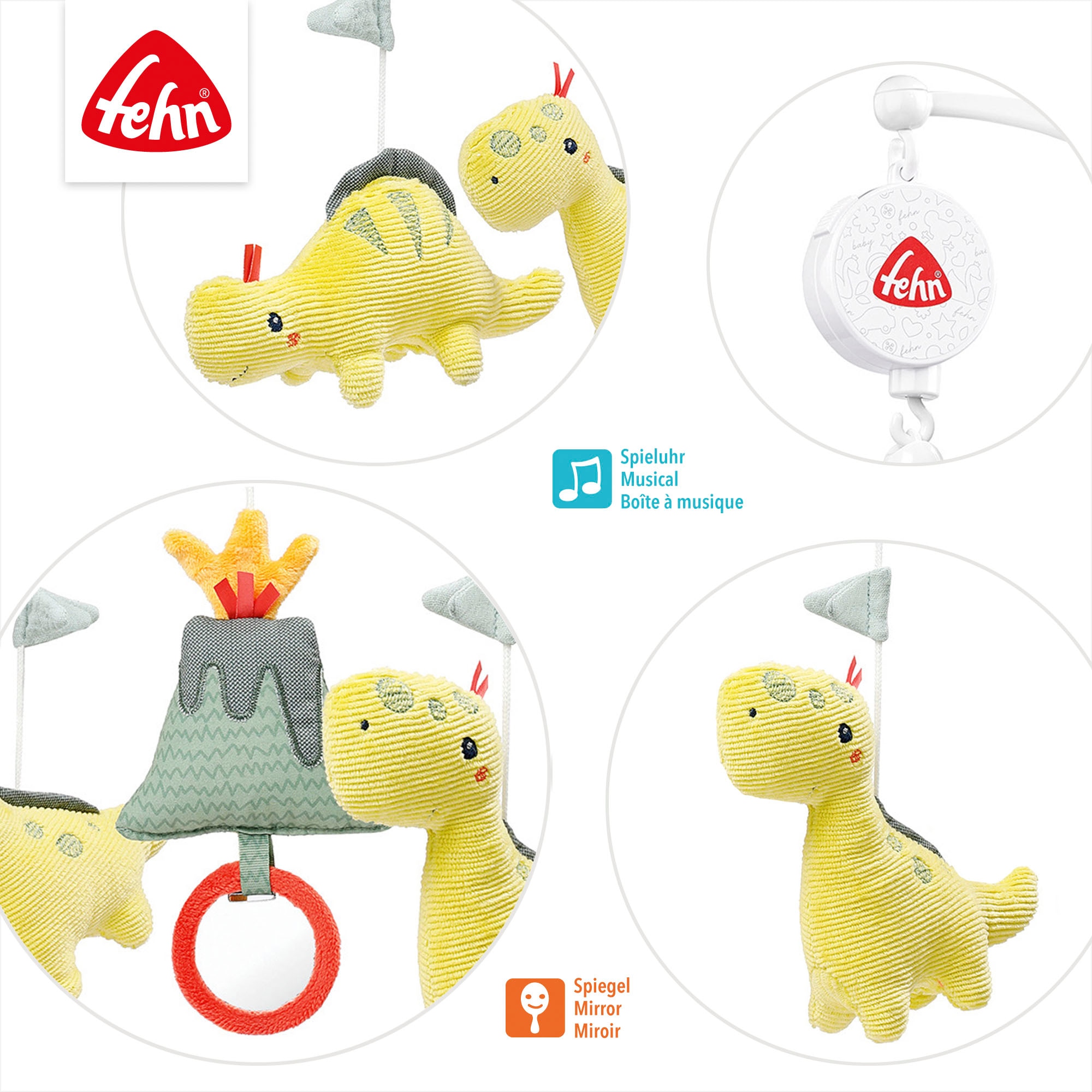 Fehn Mobile »Happy Dino, Musik-Mobile«, mit Bett-Befestigung