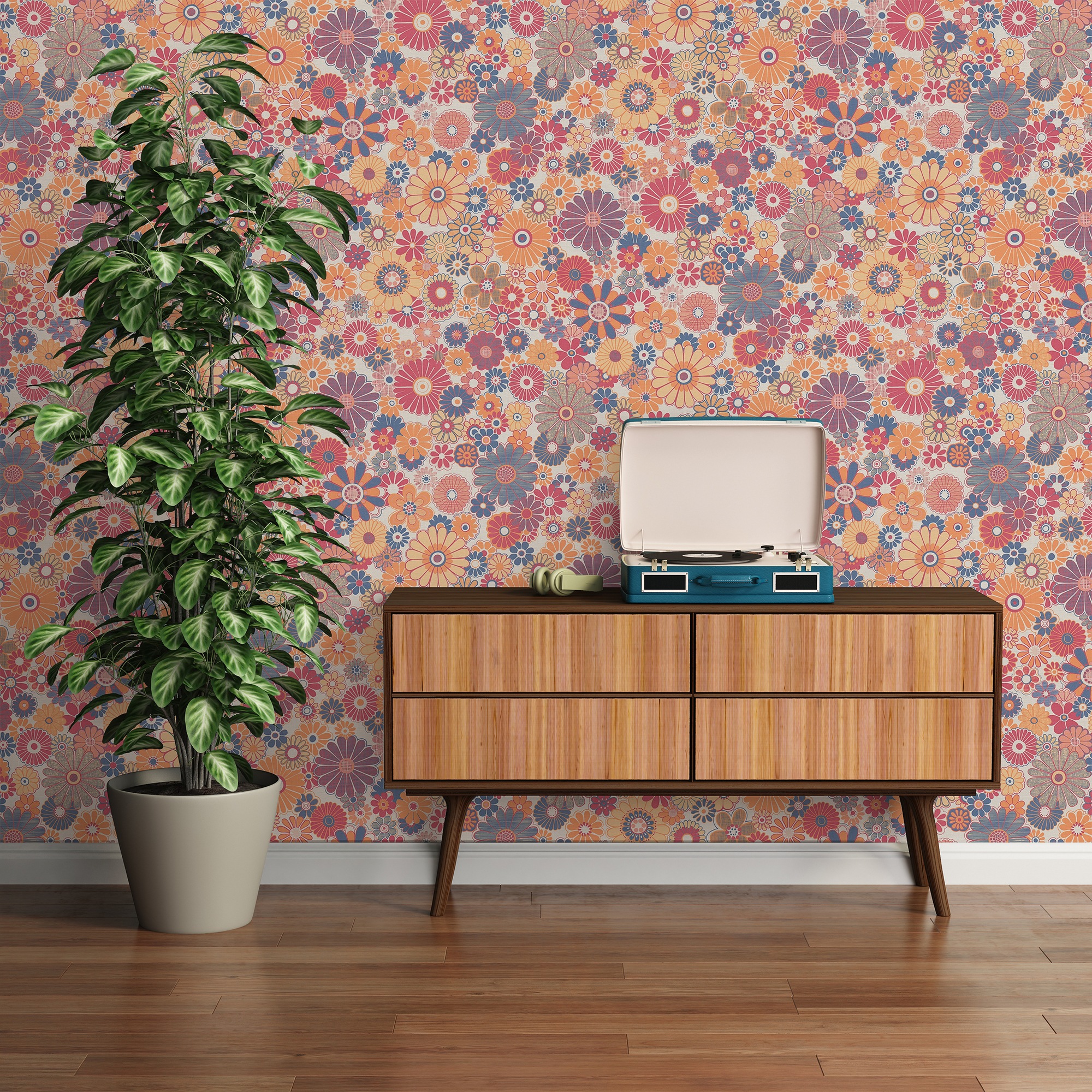 A.S. Création "Retro Chic florale Tapete Mustertapete Retro Blumen" matt strukturiert Vintage Vliestapete für Schlafzimmer Küche Wohnzimmer Floral Design