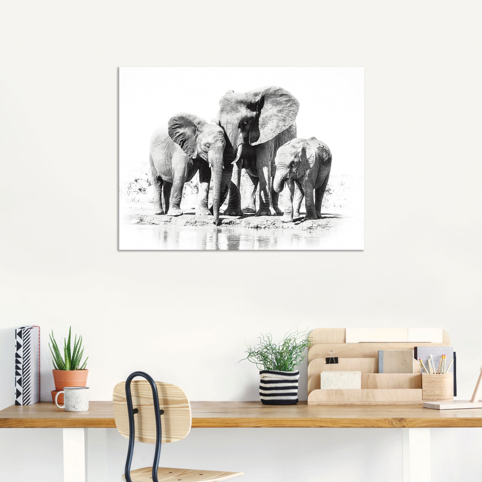 Artland Wandbild »Elefantenmutter mit Kindern«, Elefanten Bilder, (1 St.), als Alubild, Outdoorbild, Leinwandbild, Poster in verschied. Größen