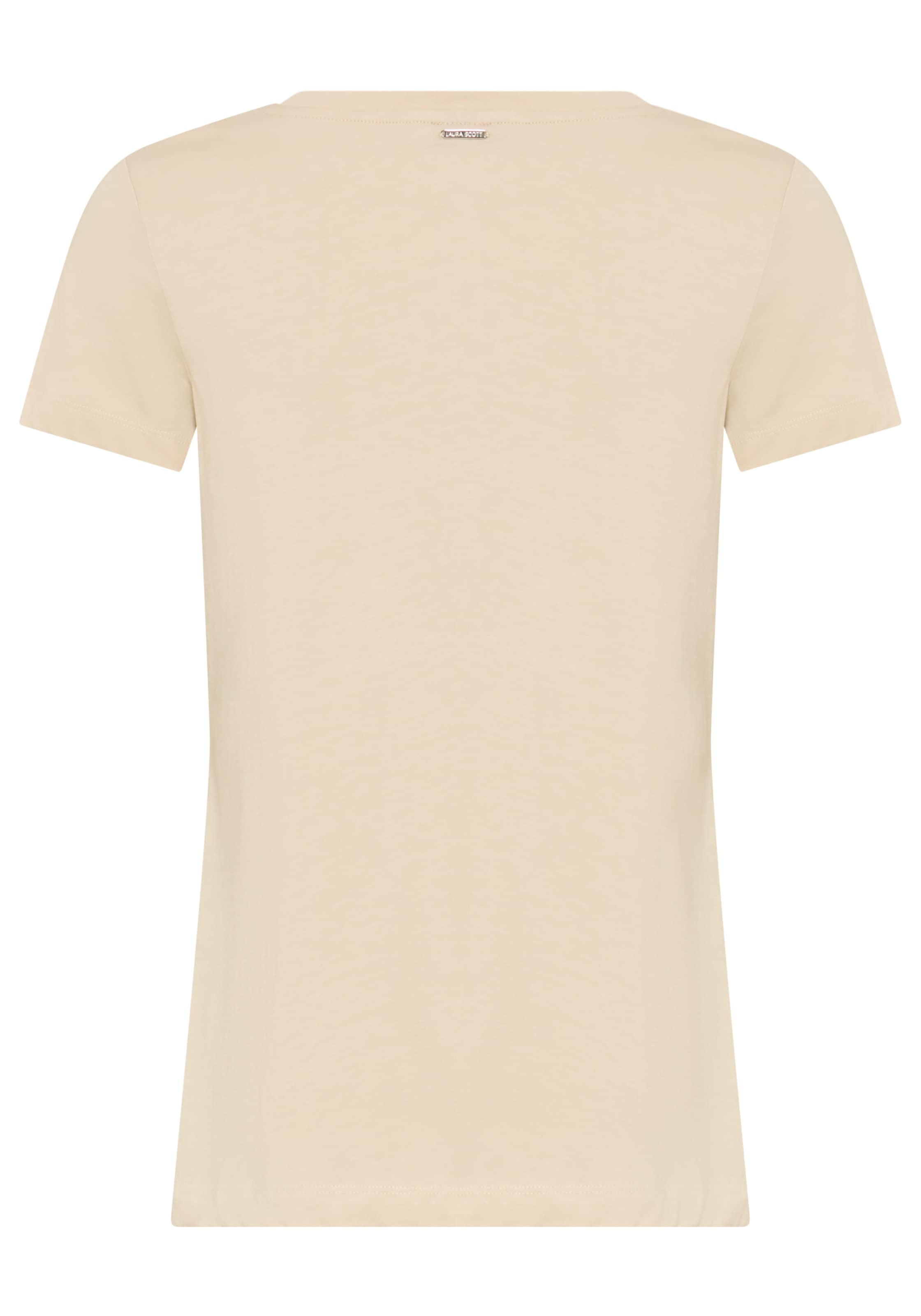 Laura Scott T-Shirt mit schimmerndem Folienprint, hüftlange Basic-Passform