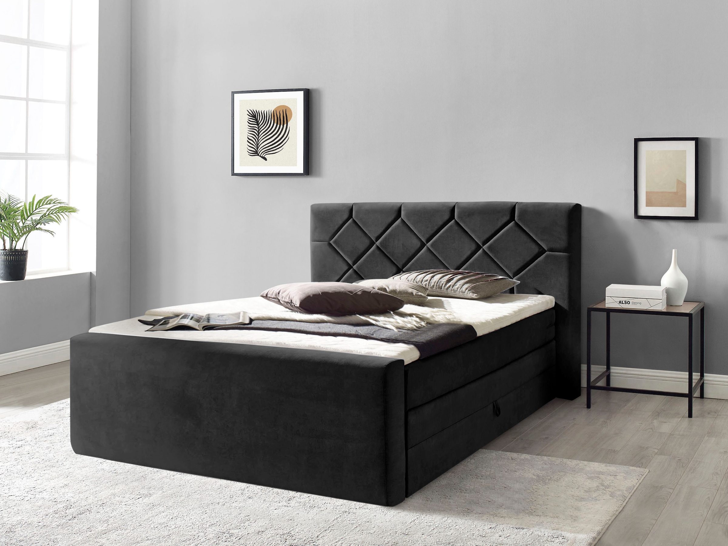 Places of Style Boxspringbett »Atlanta«, inklusive Topper und Bettkasten