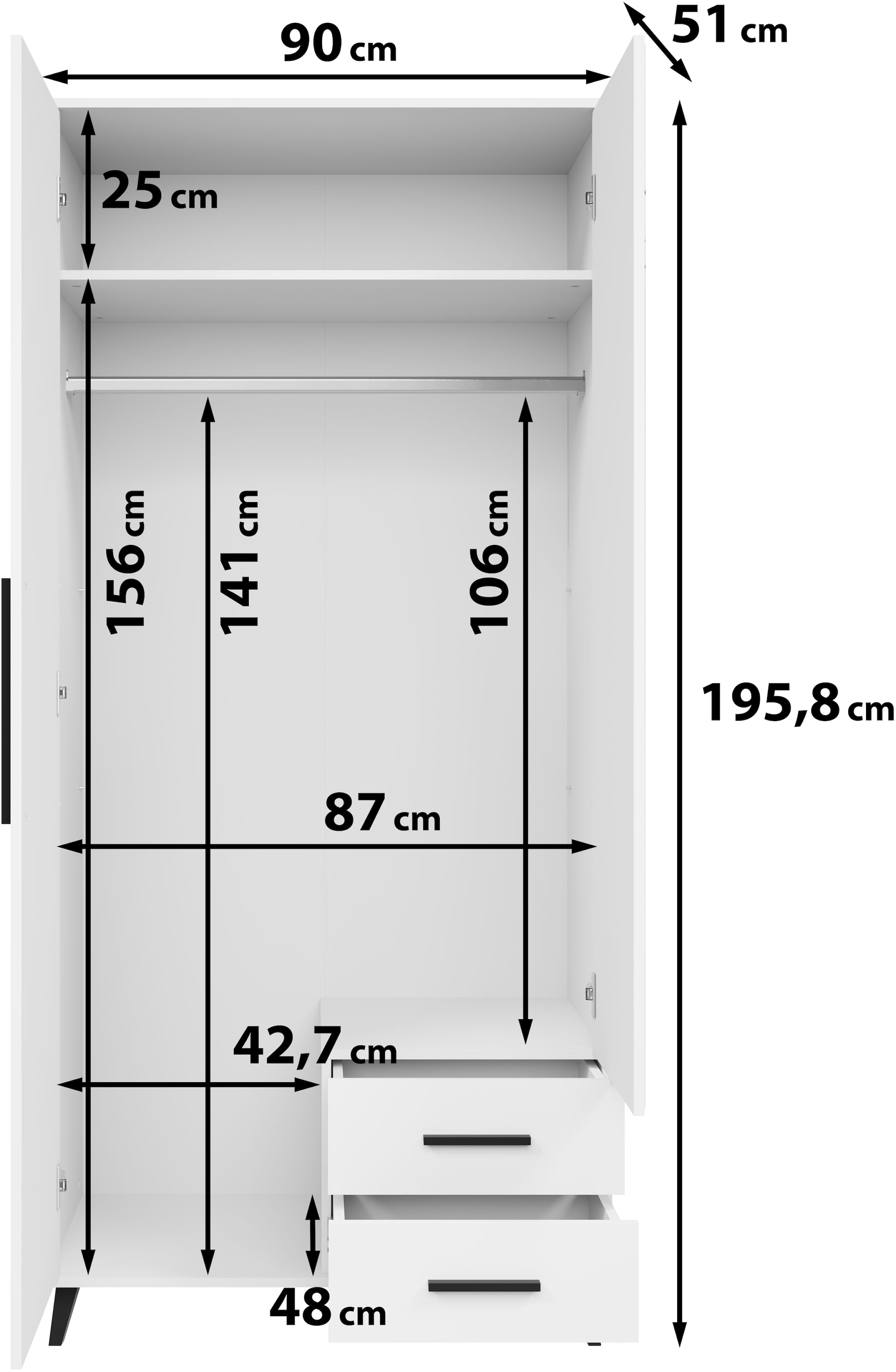 INOSIGN Kleiderschrank »Lagos, Garderobe«, (1 St.), Moderner Drehtürenschrank, FSC-zertifiziert, Schlafzimmerschrank