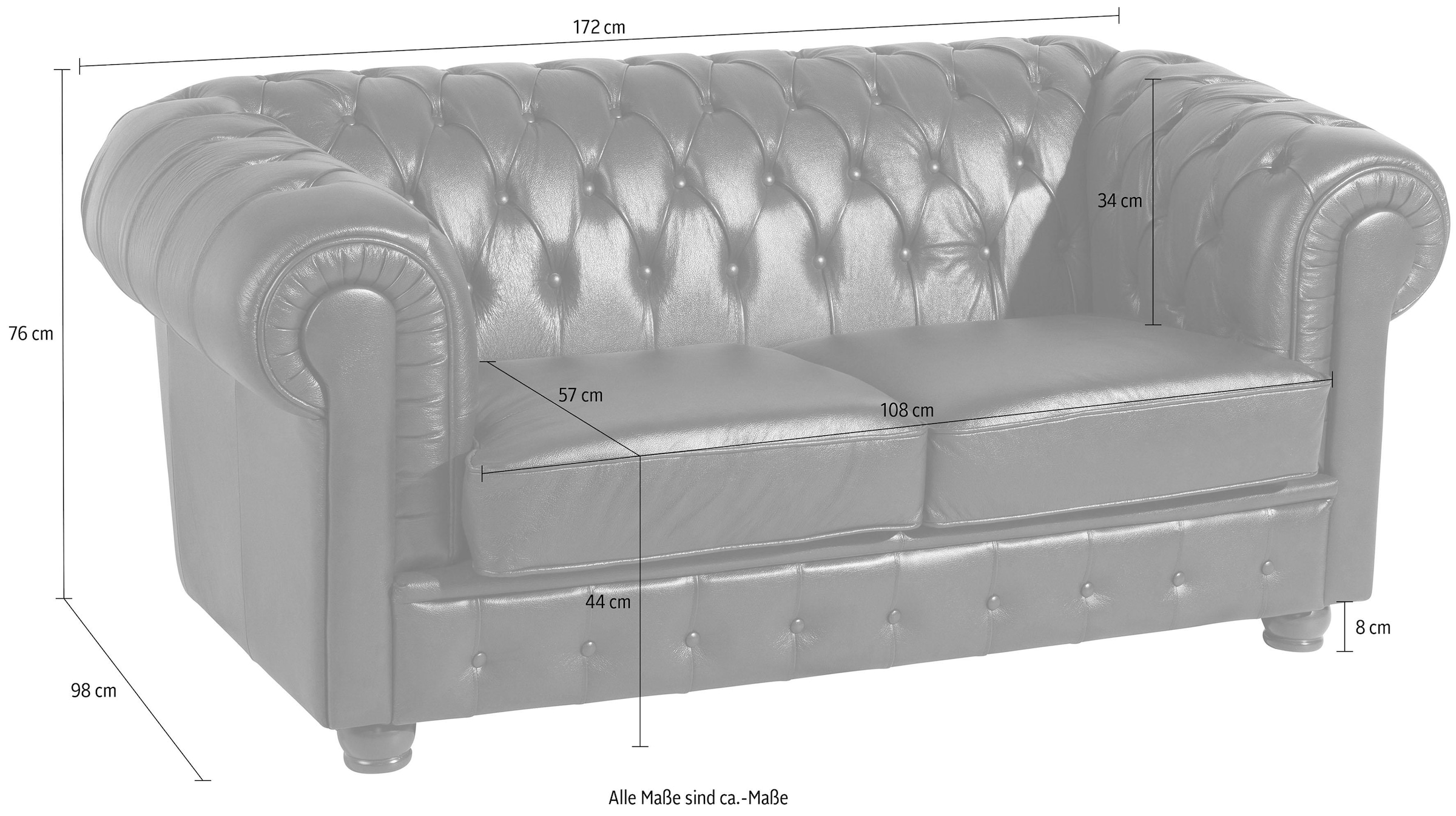 Max Winzer® Chesterfield-Sofa »Bristol«, mit edler Knopfheftung, Breite 172 cm