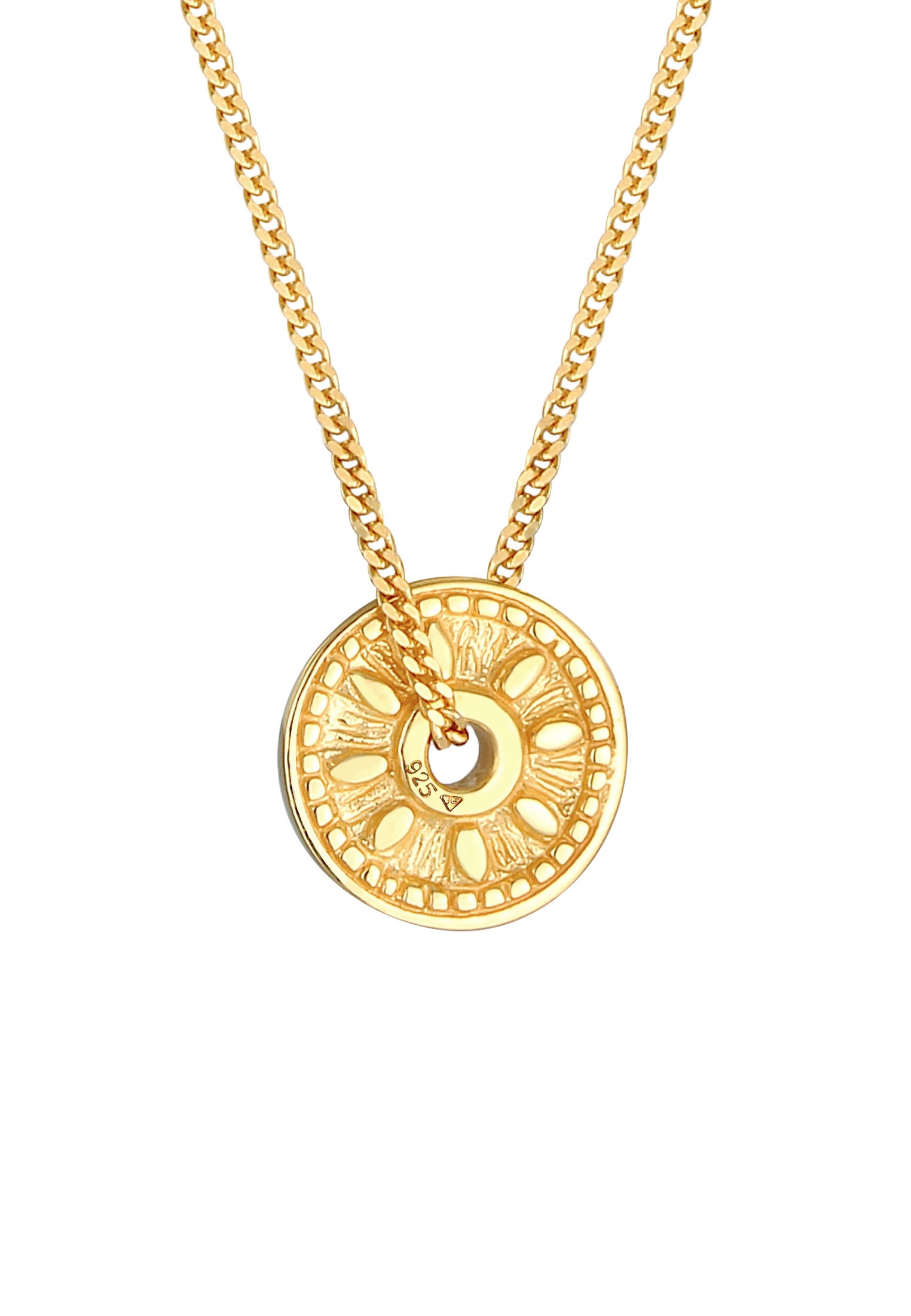 Elli Kette mit Anhänger »Coin Münze Sonne Antik Vintage 925er Silber«