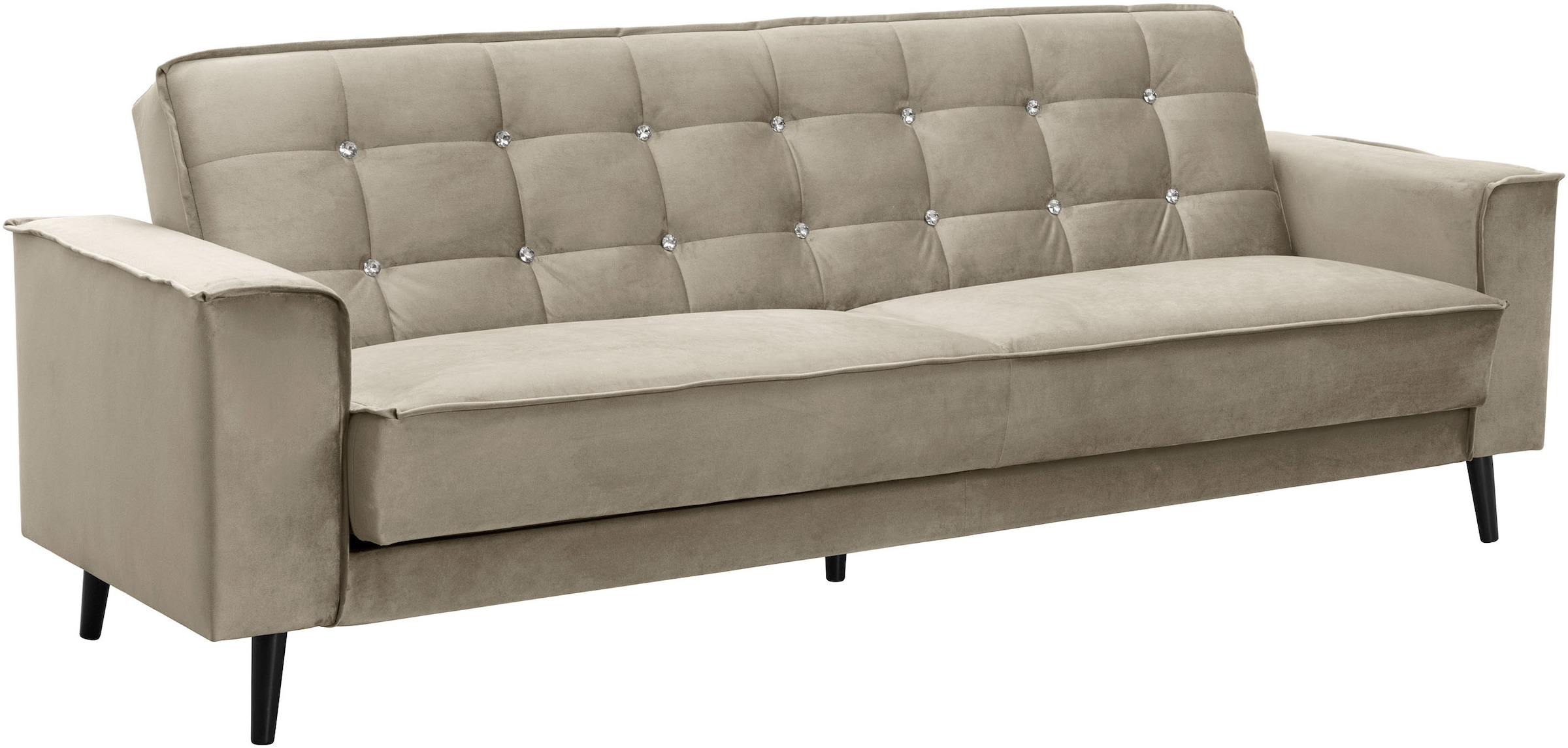 Max Winzer® Schlafsofa »Jersey, 3-Sitzer, Sofa in exklusivem Design, mit Strasssteinen«, handgefertigt, hochwertige Konstruktion, Samtvelours, mit Bettfunktion