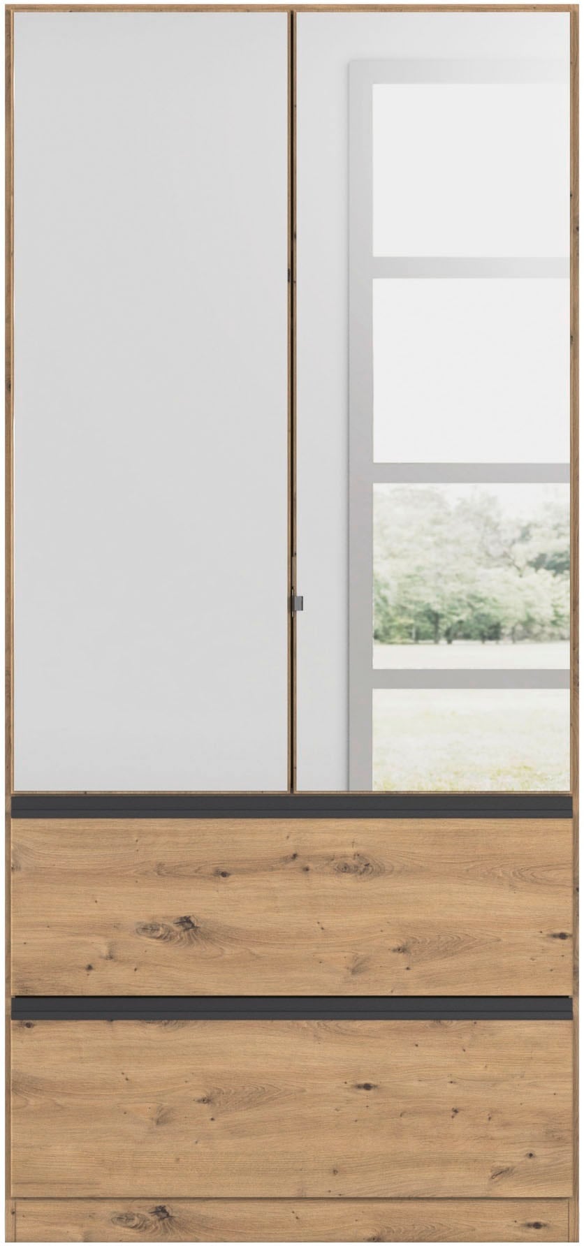 rauch Drehtürenschrank »Kleiderschrank Schrank Garderobe Wäscheschrank COSTA in 3 Breiten«, mit Spiegel, grifflose Front und Push-to-Open Funktion MADE IN GERMANY