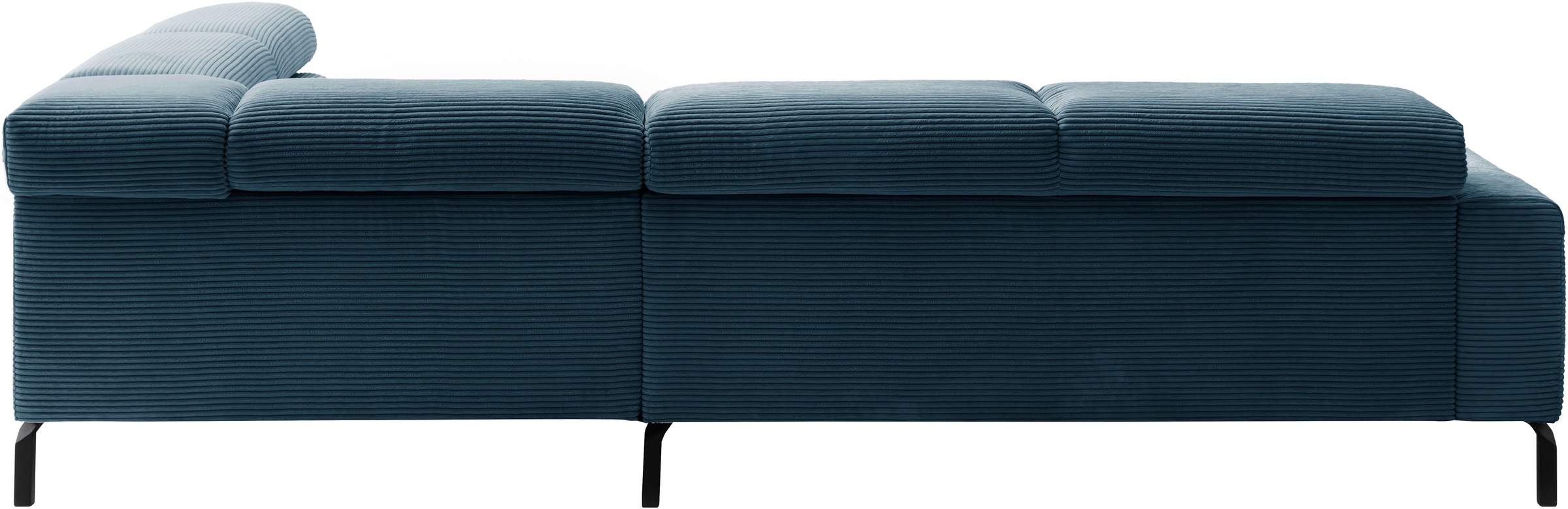 Places of Style Ecksofa »Antonelli, L-Form, inkl. Kopfteilverstellung, Breite 276 cm«, ohne Sitztiefenverstellung, in Cord, petrol