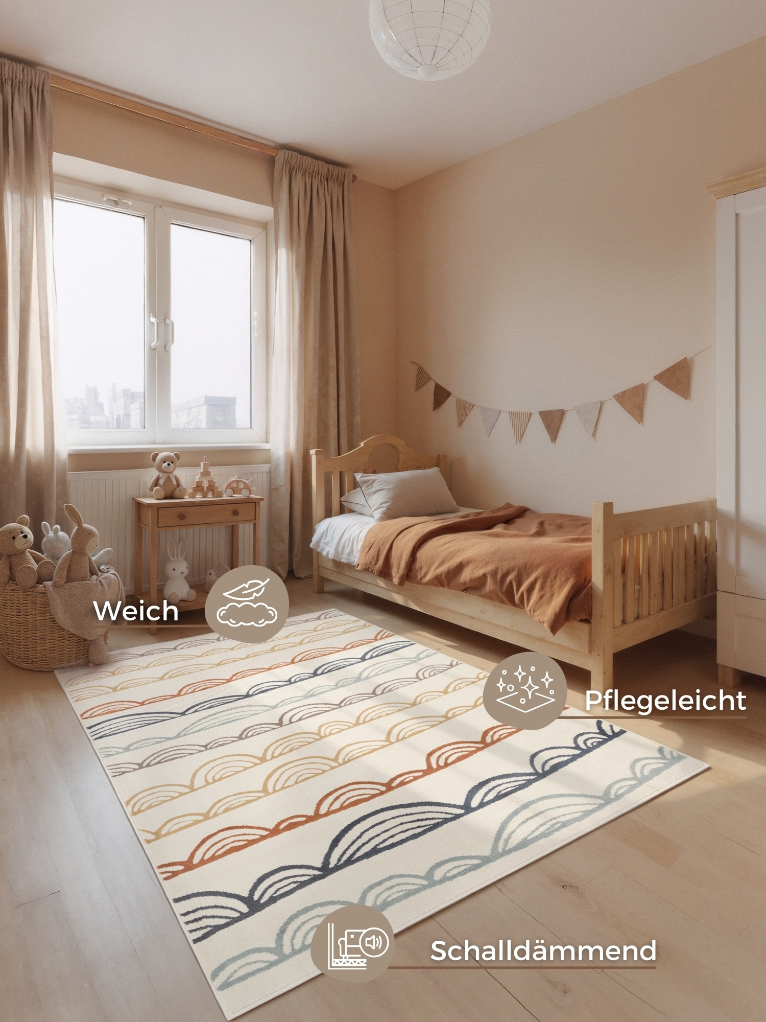 Kinderteppich HANSE HOME "Kiki", creme multifarben, B:200cm H:10mm L:290cm, Polypropylen, Teppiche, Kinderteppich, Pflegeleicht, Weich, Kinderzimmer, Spielteppich, Spielunterlage 2