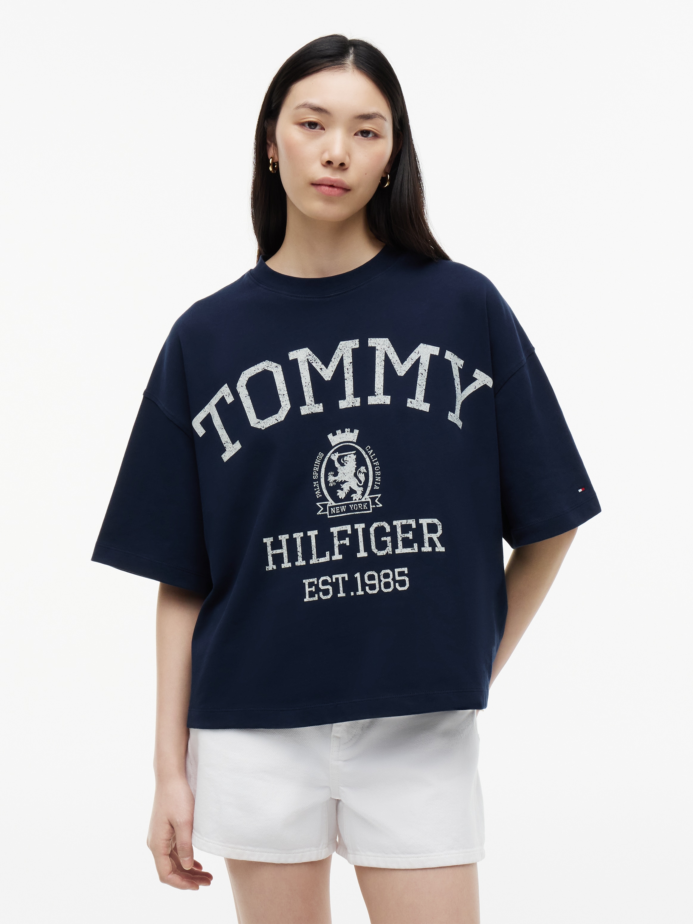 Tommy Hilfiger "VARSITY CREST RLX SS T-SHIRT" Baumwolle, relaxed fit, Logoprint