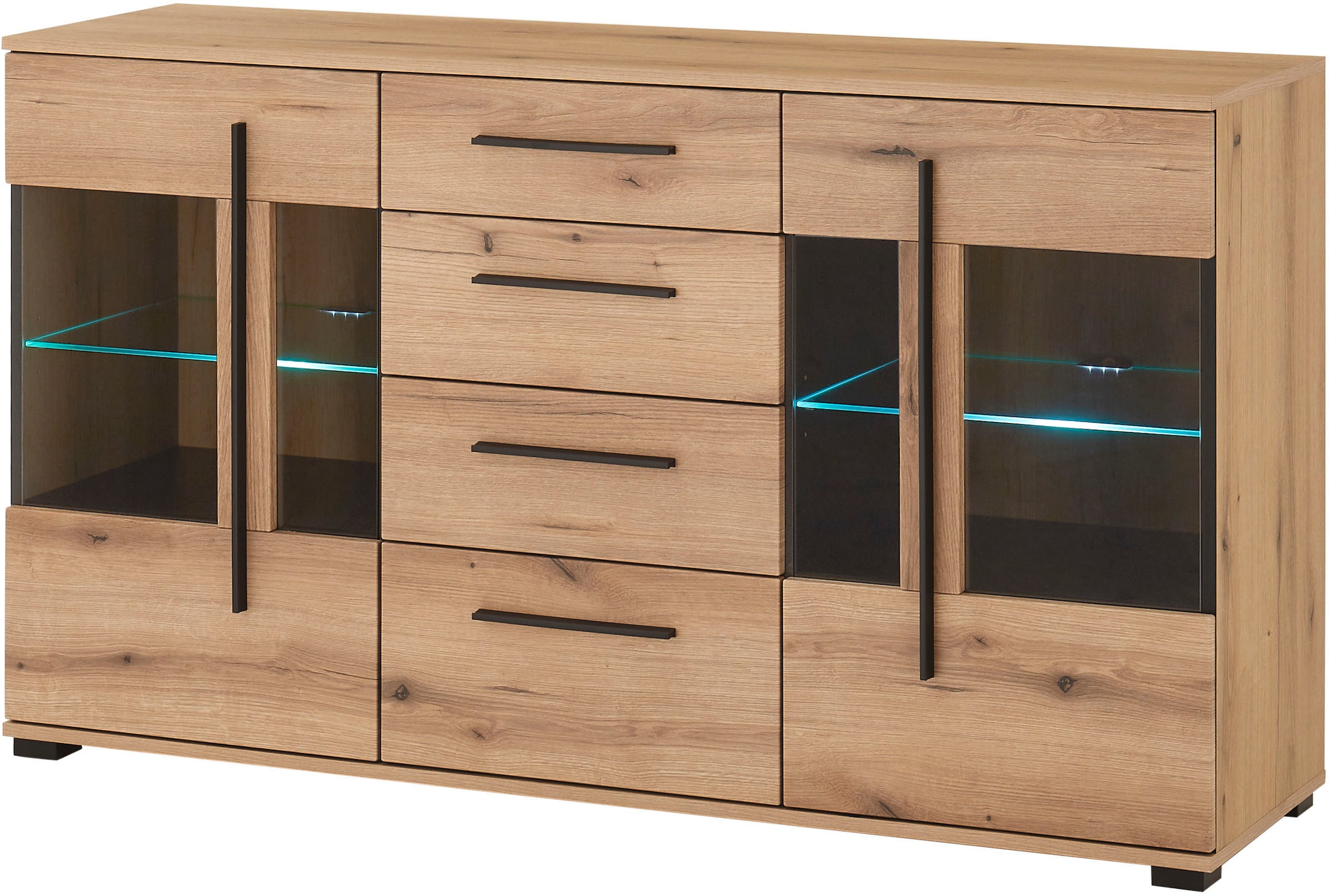 INOSIGN Sideboard »Cantara, moderner Schrank, Kommode in Eiche Evoke oder weiß«, schwarze Stangengriffe, ausreichend Stauraum, vielseitig einsetzbar
