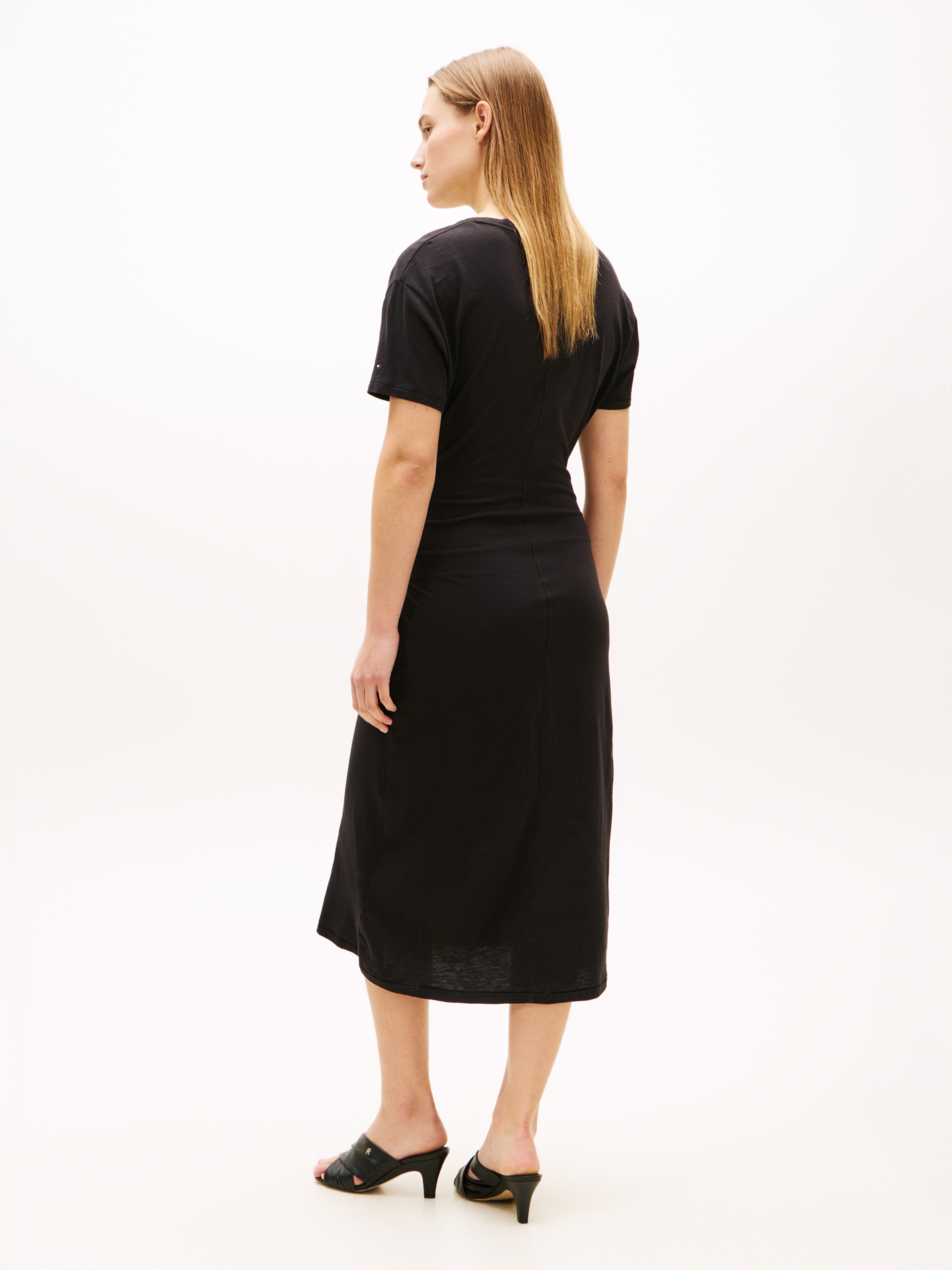 Tommy Hilfiger Shirtkleid »CO SLUB KNOT MIDI DRS« Ohne Taschen mit Bindegürtel